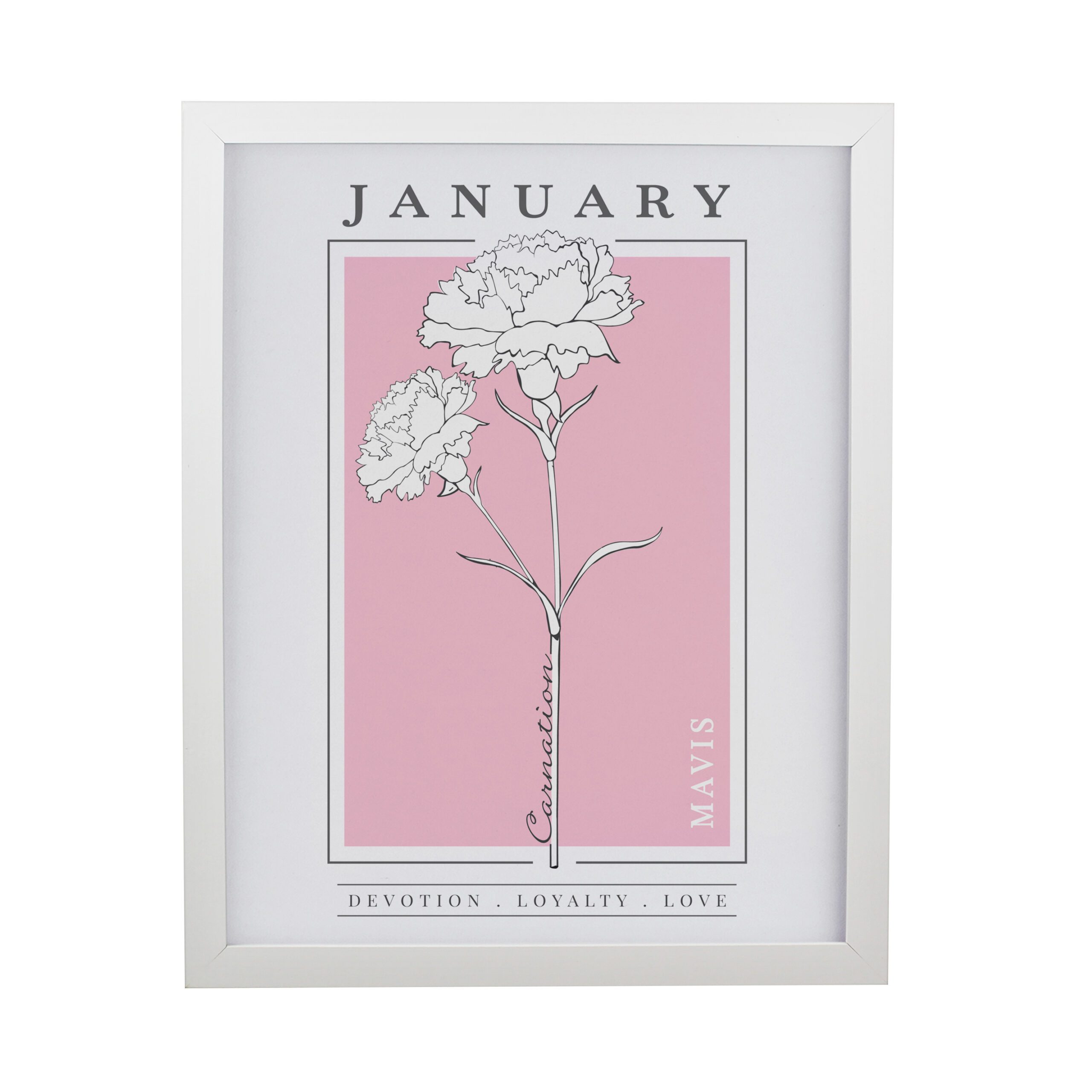 Personalised Birth Flower White Poster Frame 5 Personalised Birth Flower White Poster Frame
