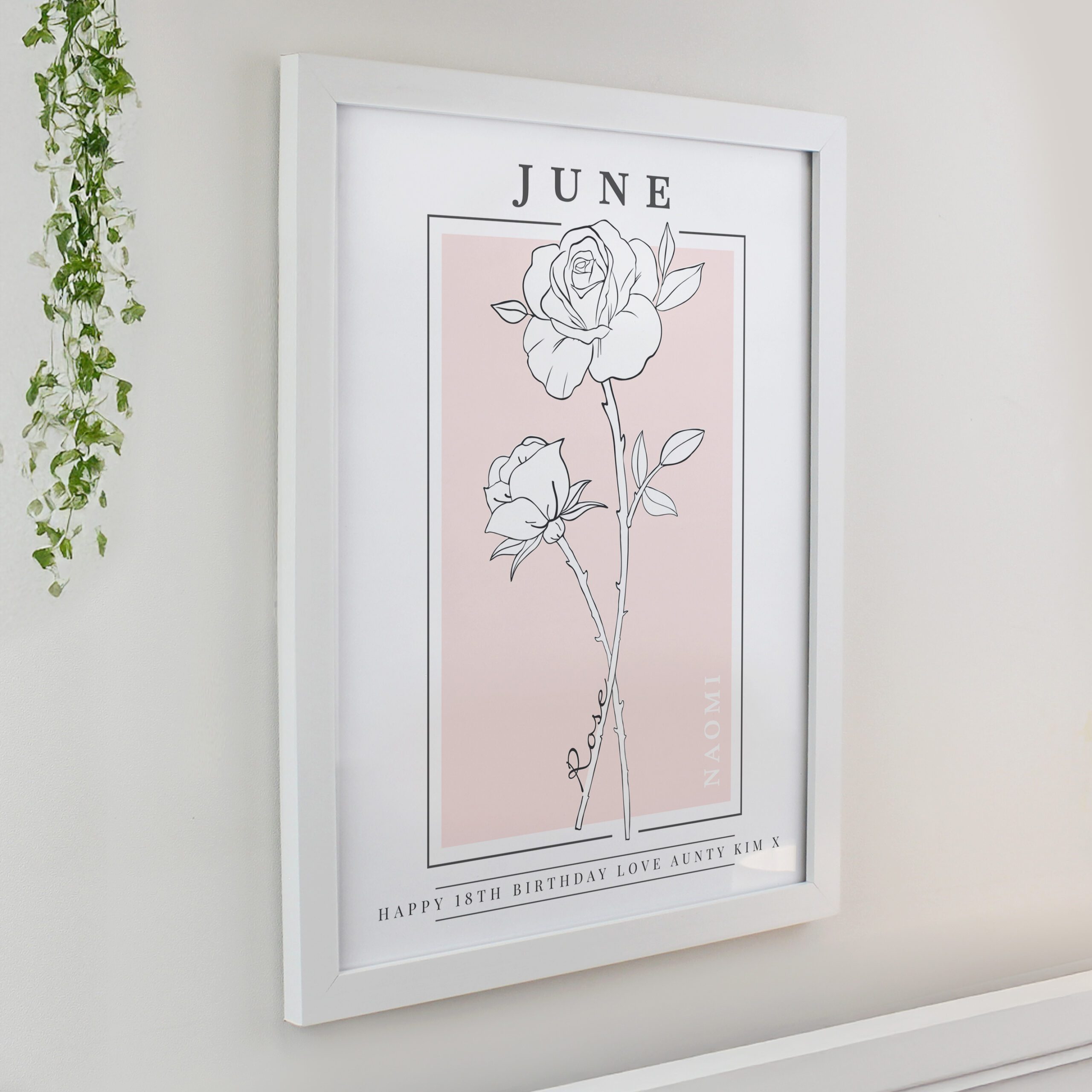 Personalised Birth Flower White Poster Frame 8 Personalised Birth Flower White Poster Frame