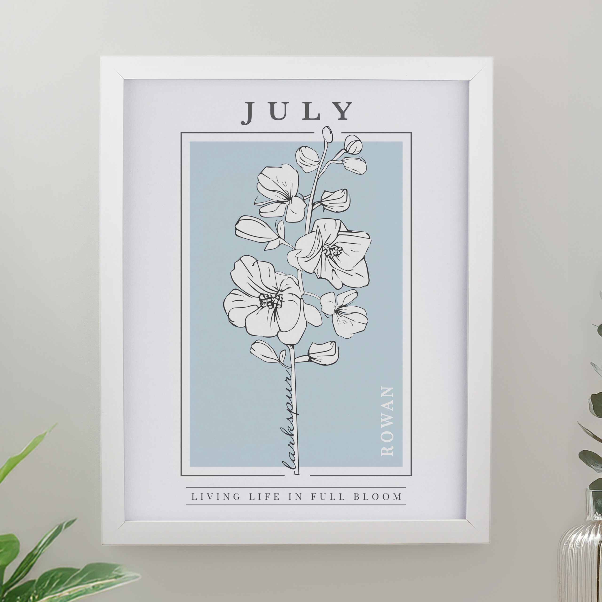 Personalised Birth Flower White Poster Frame 9 Personalised Birth Flower White Poster Frame