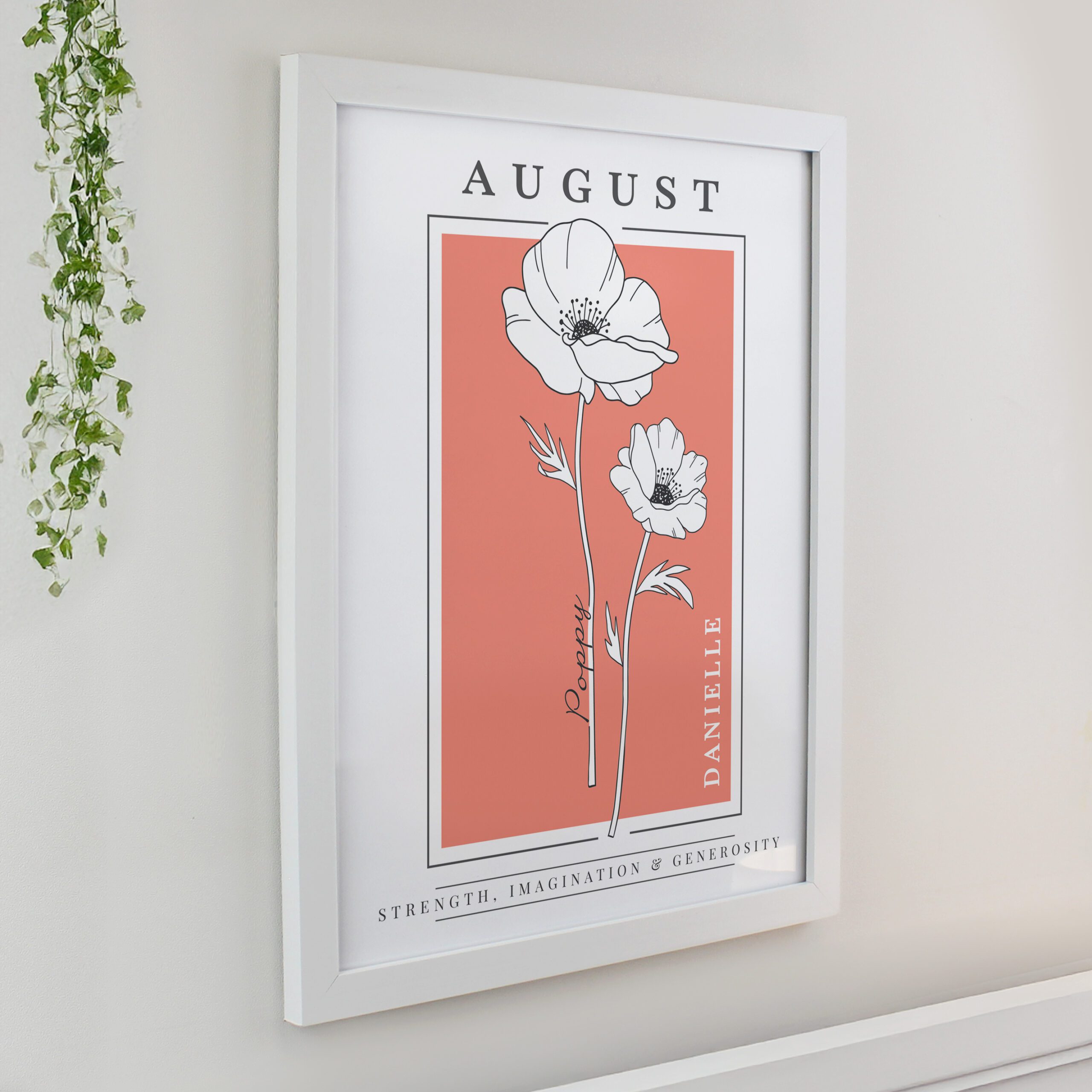 Personalised Birth Flower White Poster Frame 10 Personalised Birth Flower White Poster Frame