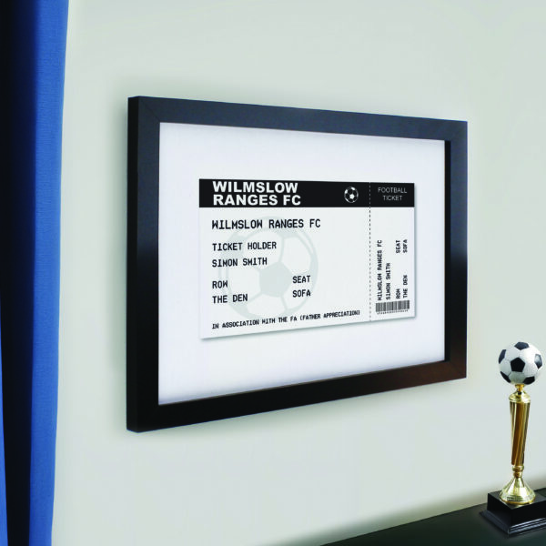 Personalised Football Ticket Black Poster Frame