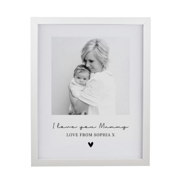 Personalised Heart Photo Upload White Poster Frame