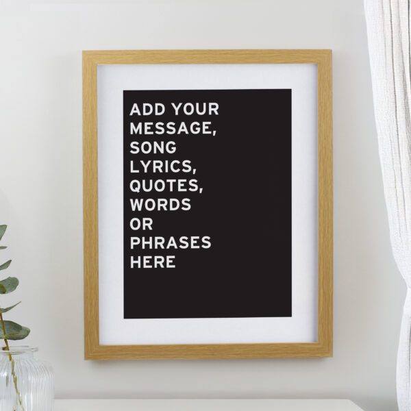 Personalised Typography Oak Poster Frame