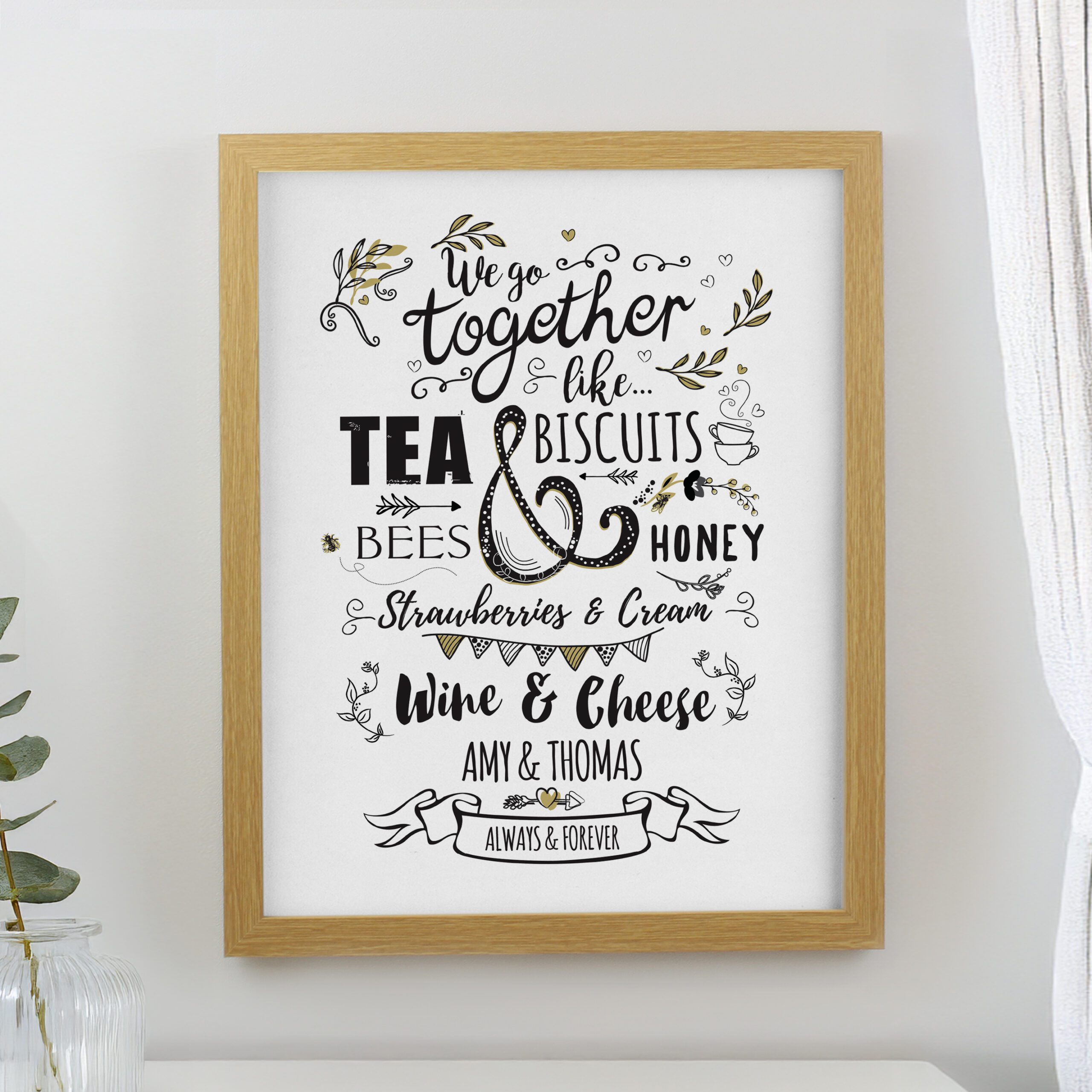 Personalised We go Together Oak Poster Frame 1 Personalised We go Together Oak Poster Frame