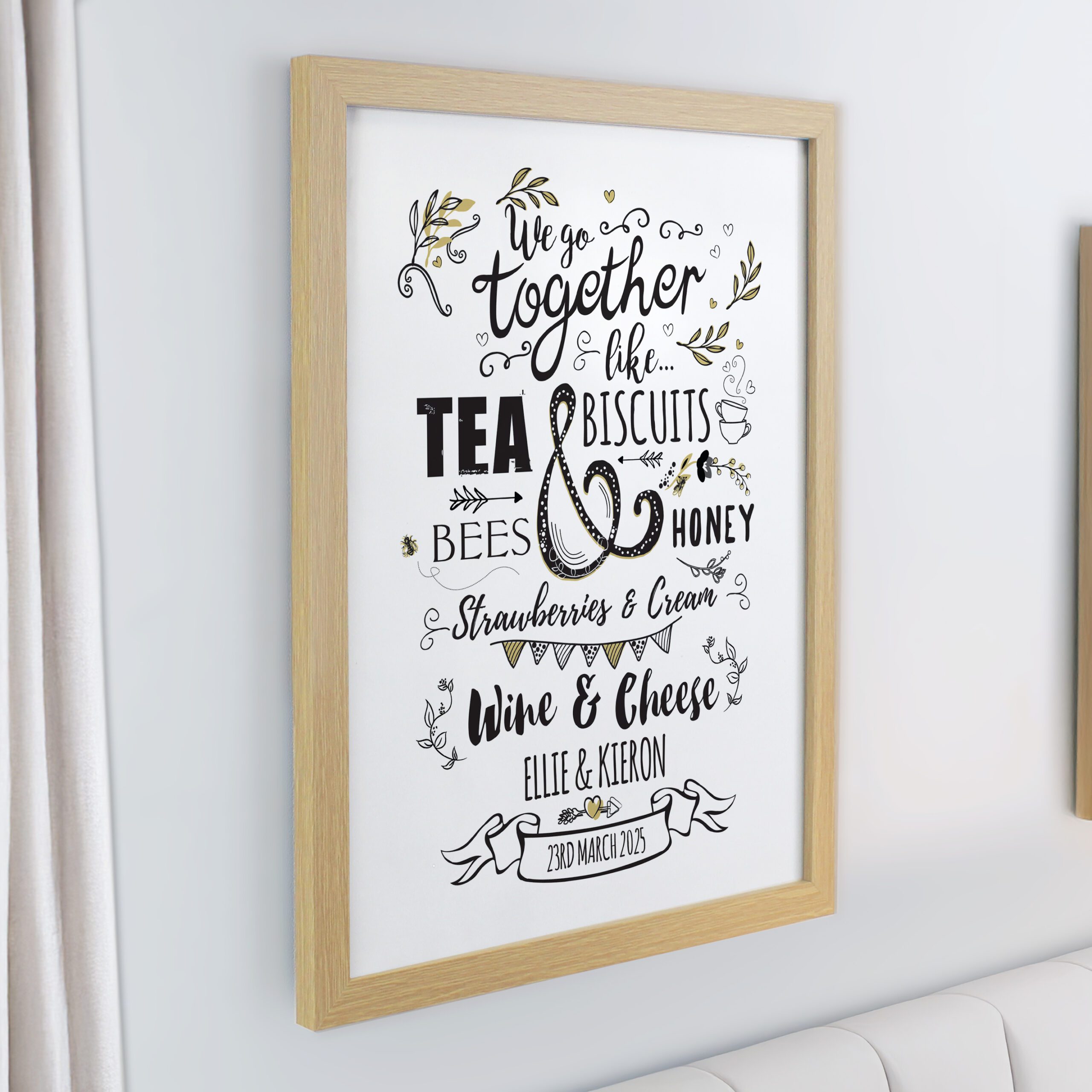 Personalised We go Together Oak Poster Frame 2 Personalised We go Together Oak Poster Frame