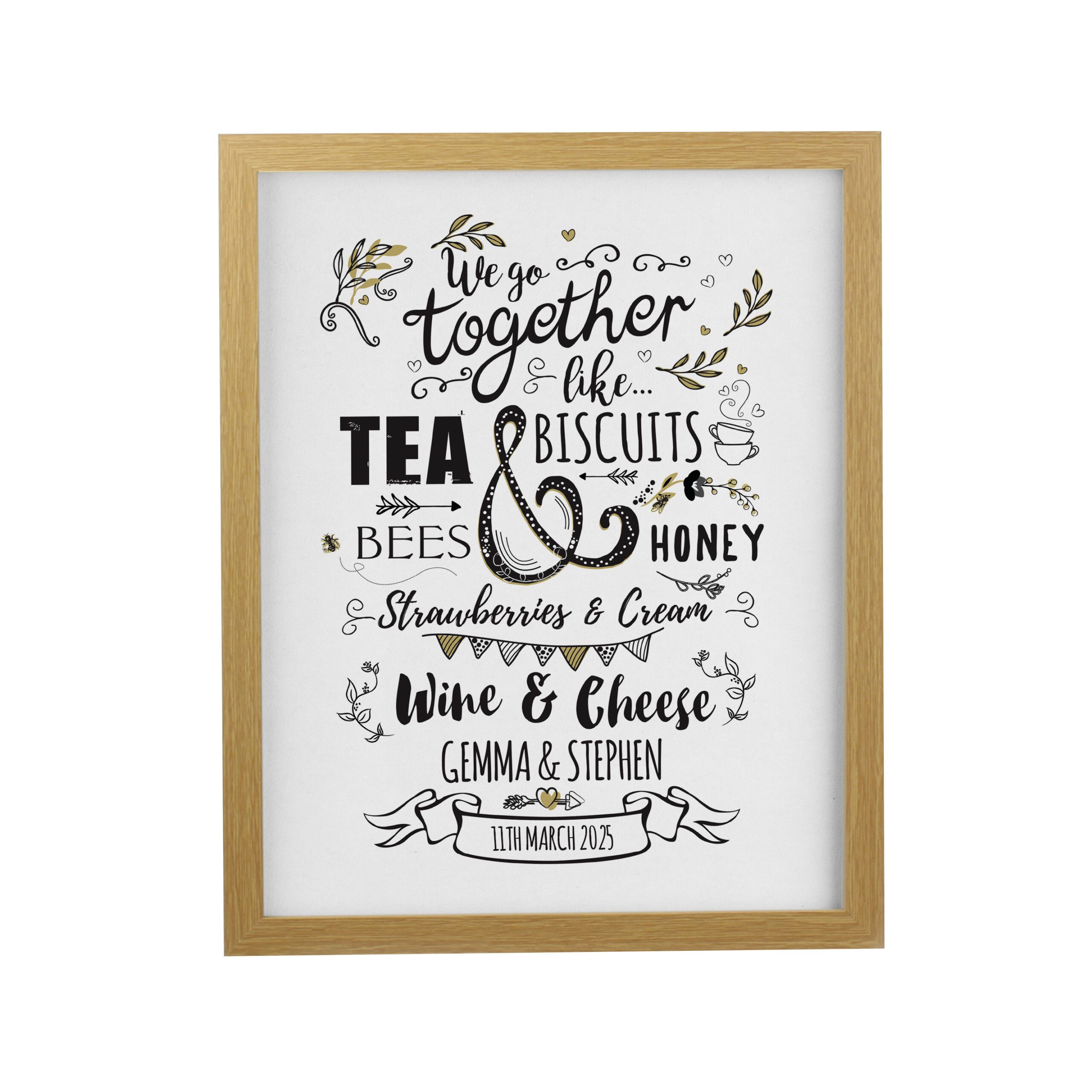 Personalised We go Together Oak Poster Frame 3 Personalised We go Together Oak Poster Frame