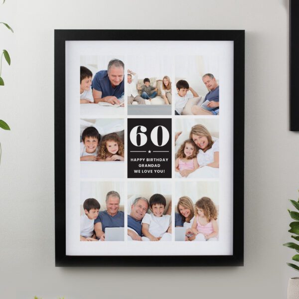 Personalised Big Number Multi Photo Upload Black Poster Frame 8 Personalised Big Number Multi Photo Upload Black Poster Frame