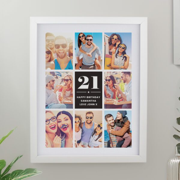 Personalised Big Number Multi Photo Upload White Poster Frame 10 Personalised Big Number Multi Photo Upload White Poster Frame
