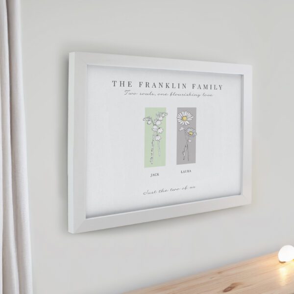 Personalised Birth Flower Family of 2 White Framed Print