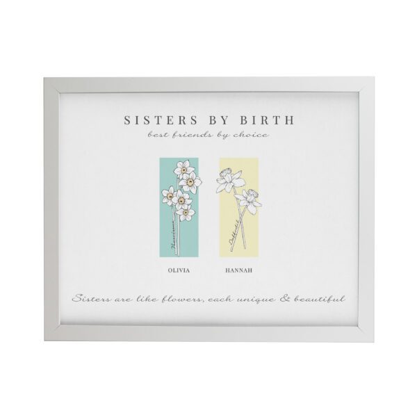 Personalised Birth Flower Family of 2 White Framed Print