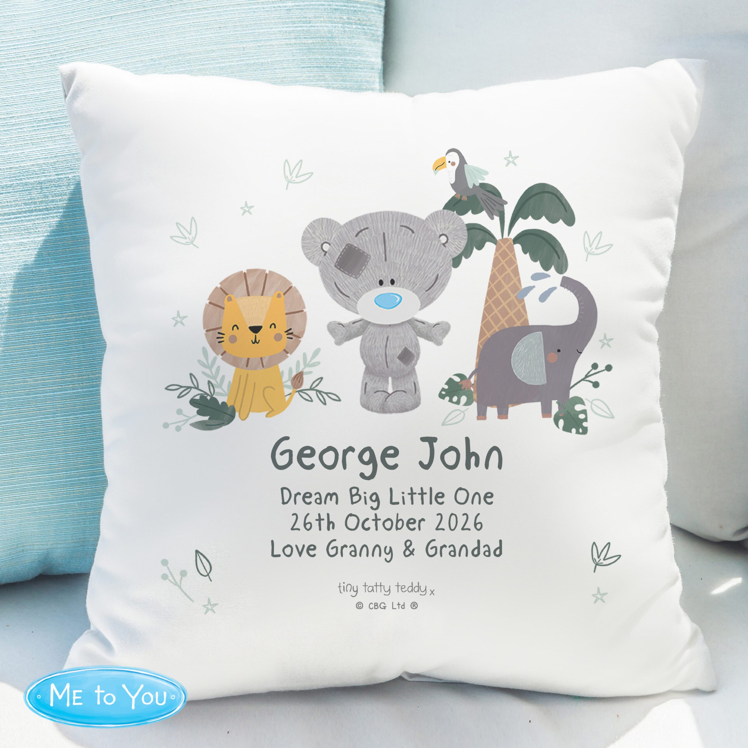 Personalised Tiny Tatty Teddy Jungle Animals Cushion 3 Personalised Tiny Tatty Teddy Jungle Animals Cushion