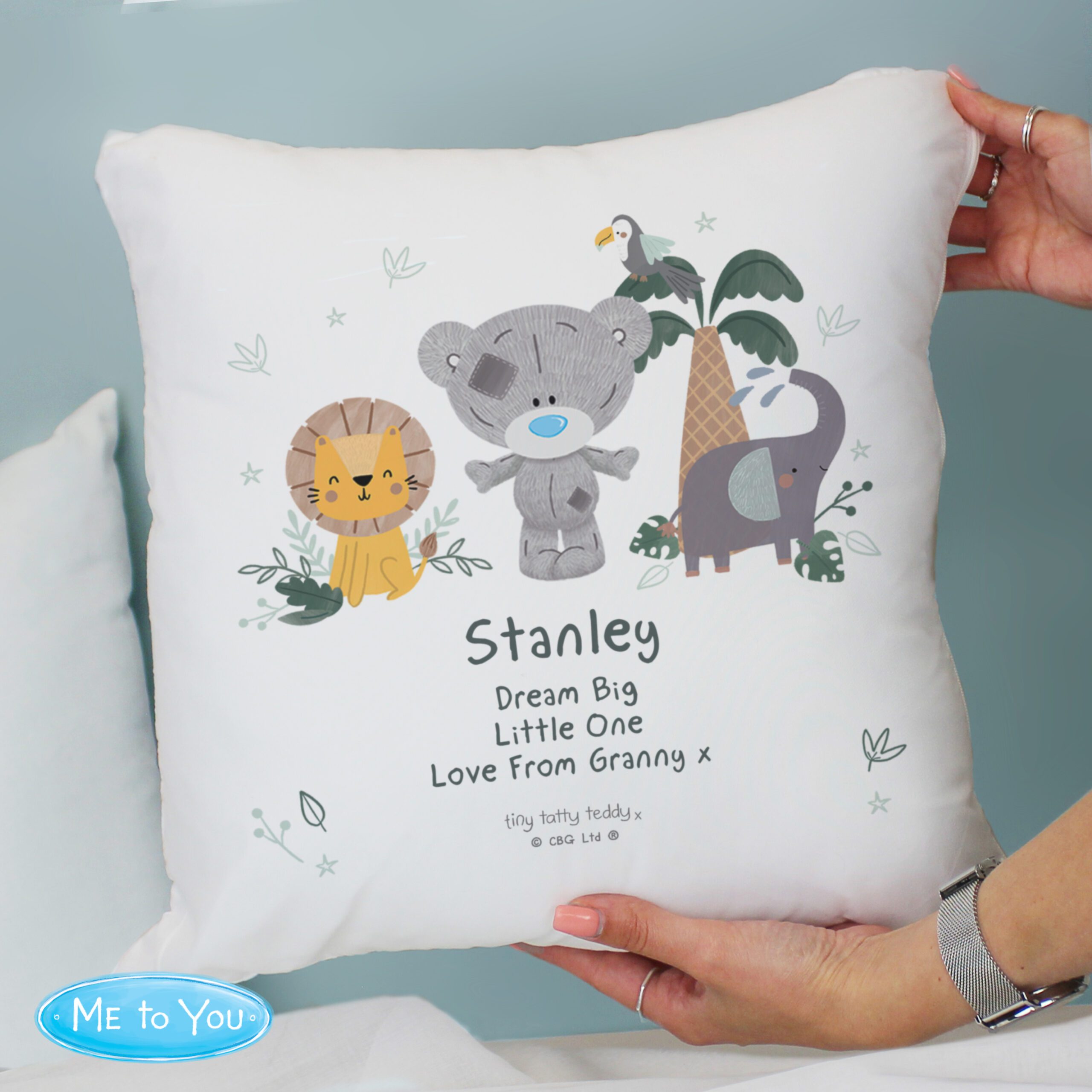 Personalised Tiny Tatty Teddy Jungle Animals Cushion 4 Personalised Tiny Tatty Teddy Jungle Animals Cushion