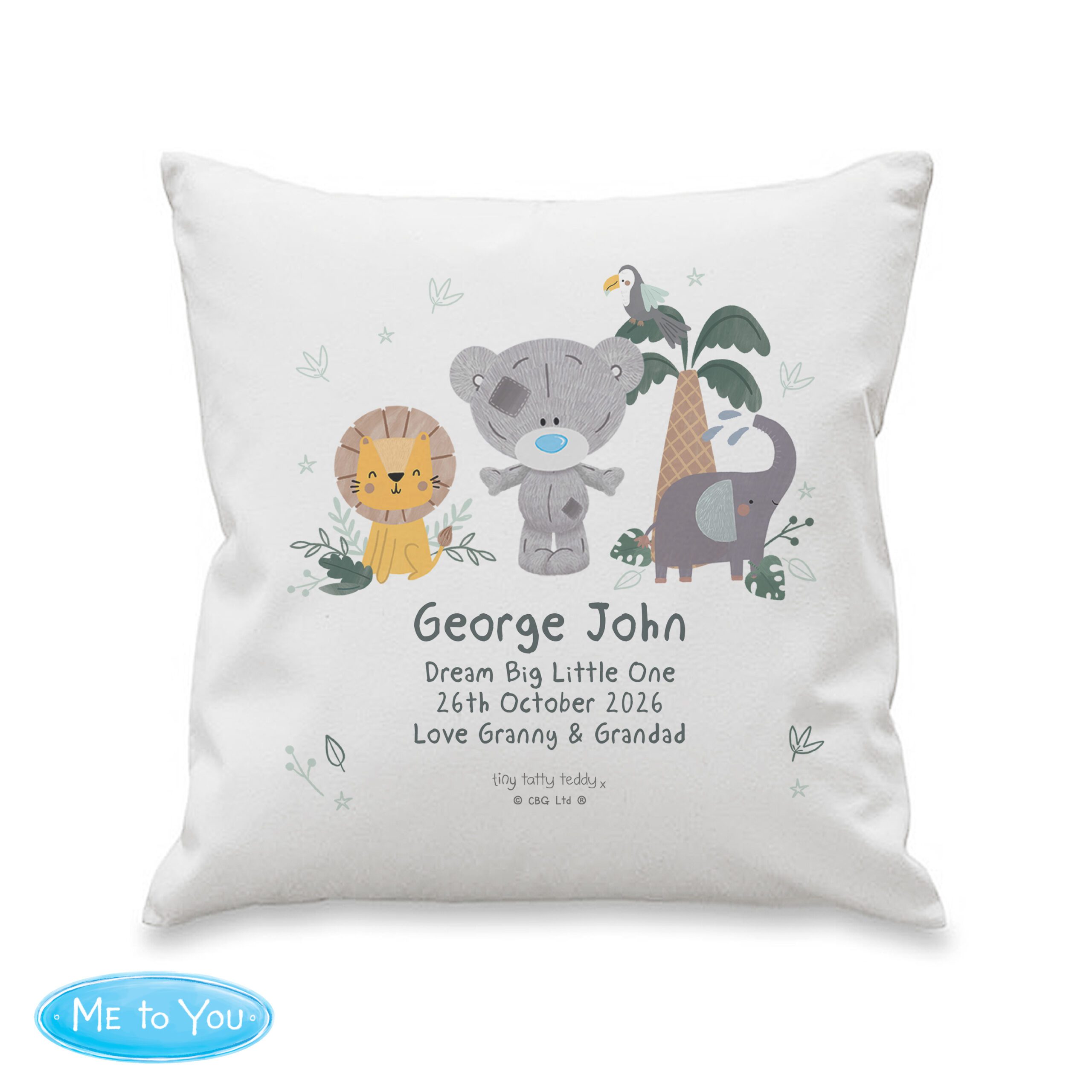 Personalised Tiny Tatty Teddy Jungle Animals Cushion 5 Personalised Tiny Tatty Teddy Jungle Animals Cushion