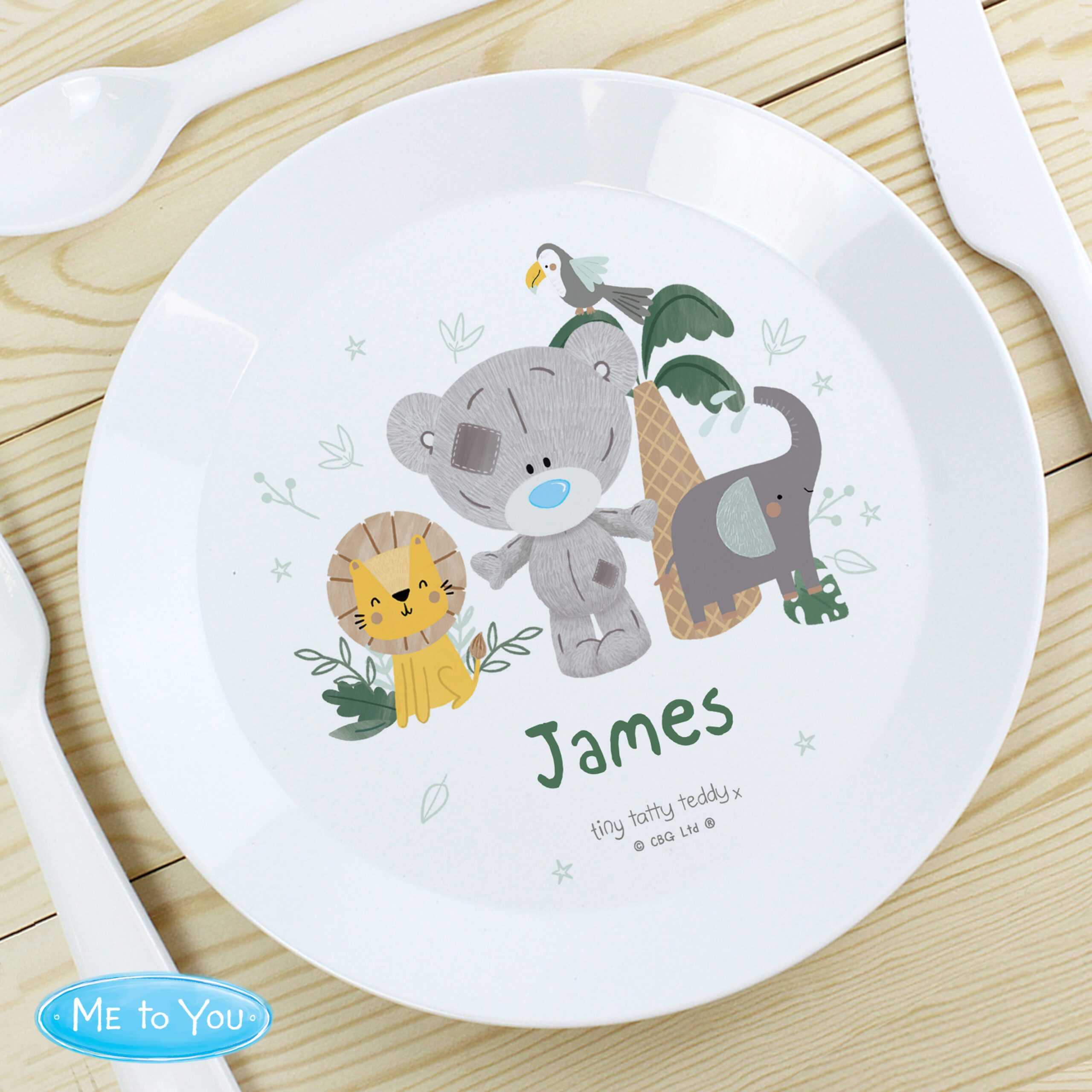 Personalised Tiny Tatty Teddy Jungle Animals Plate 2 Personalised Tiny Tatty Teddy Jungle Animals Plate