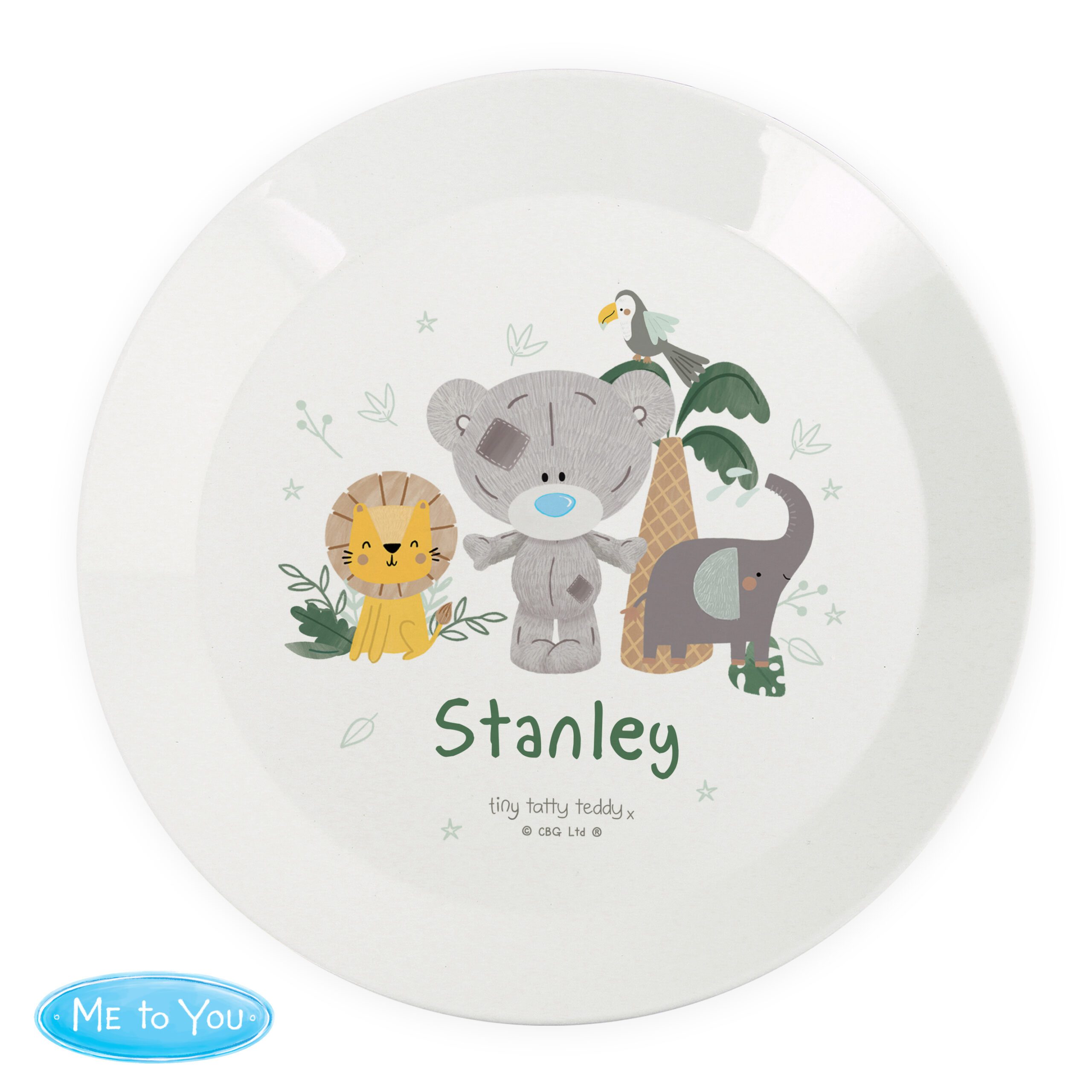 Personalised Tiny Tatty Teddy Jungle Animals Plate 5 Personalised Tiny Tatty Teddy Jungle Animals Plate