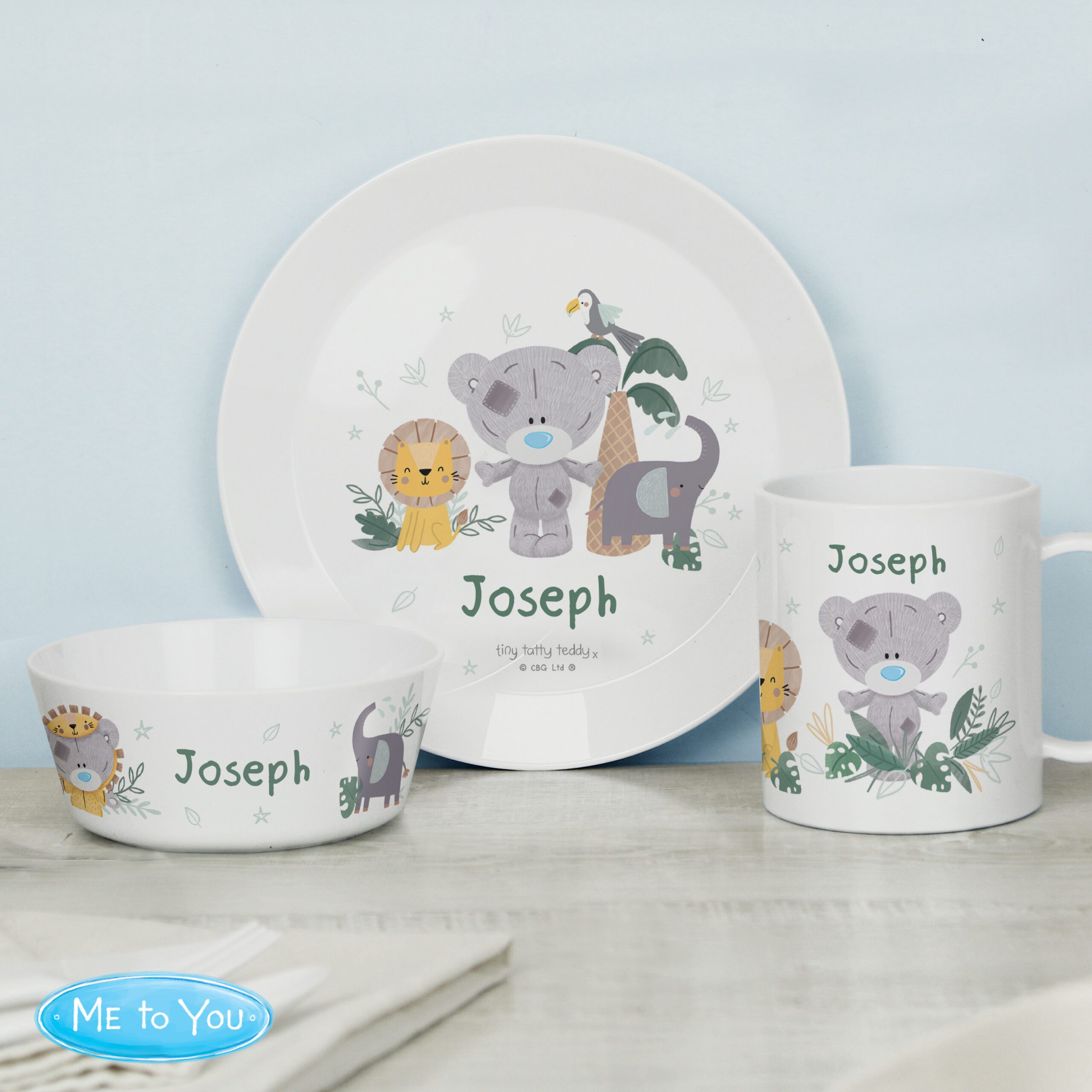 Personalised Tiny Tatty Teddy Jungle Animals Plate 6 Personalised Tiny Tatty Teddy Jungle Animals Plate