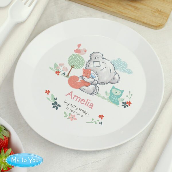 Personalised Tiny Tatty Teddy Woodland Animal Plastic Plate 19 Personalised Tiny Tatty Teddy Woodland Animal Plastic Plate