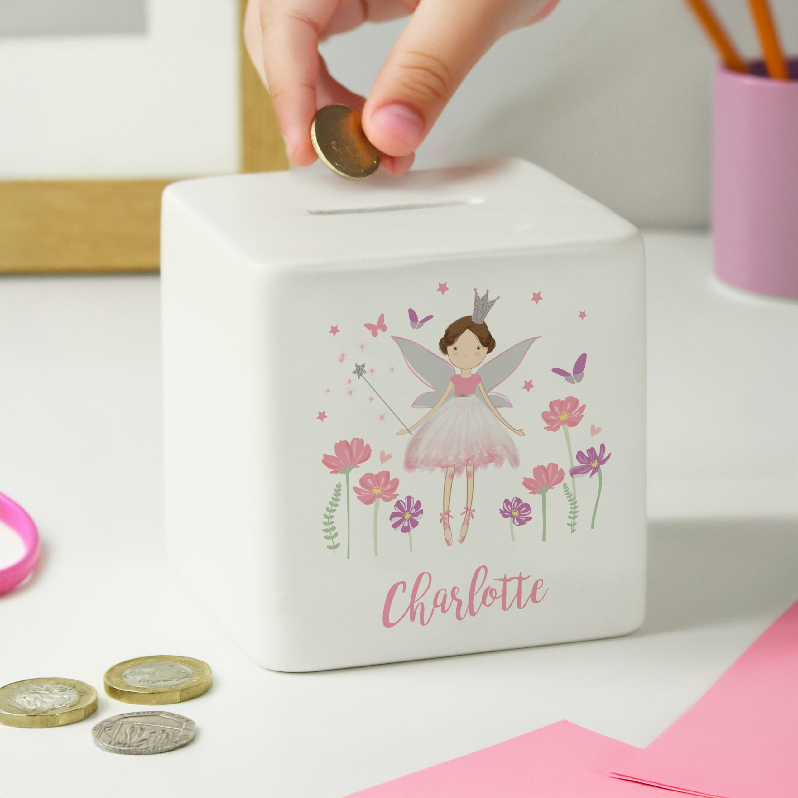 Personalised Fairy Princess Ceramic Money Box 1 Personalised Fairy Princess Ceramic Money Box