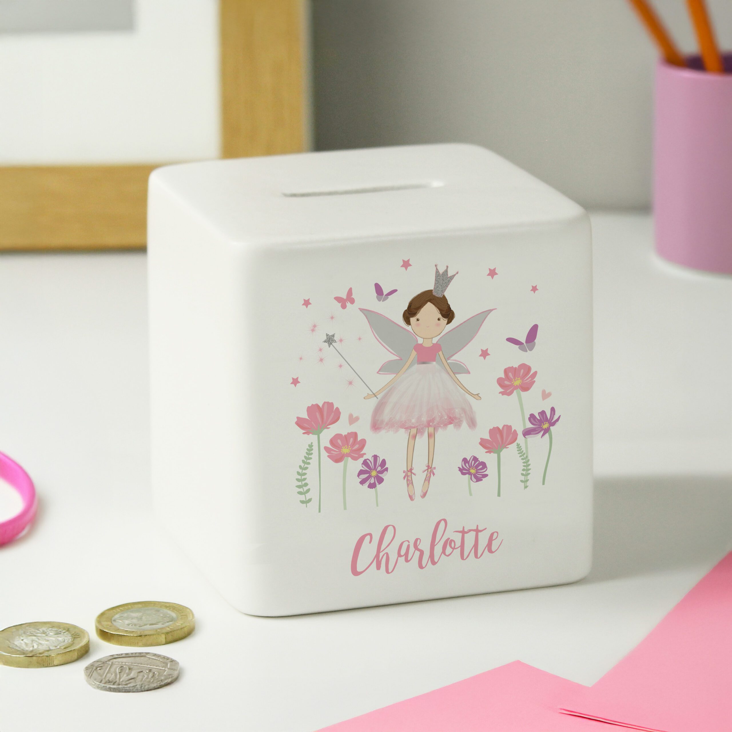Personalised Fairy Princess Ceramic Money Box 4 Personalised Fairy Princess Ceramic Money Box