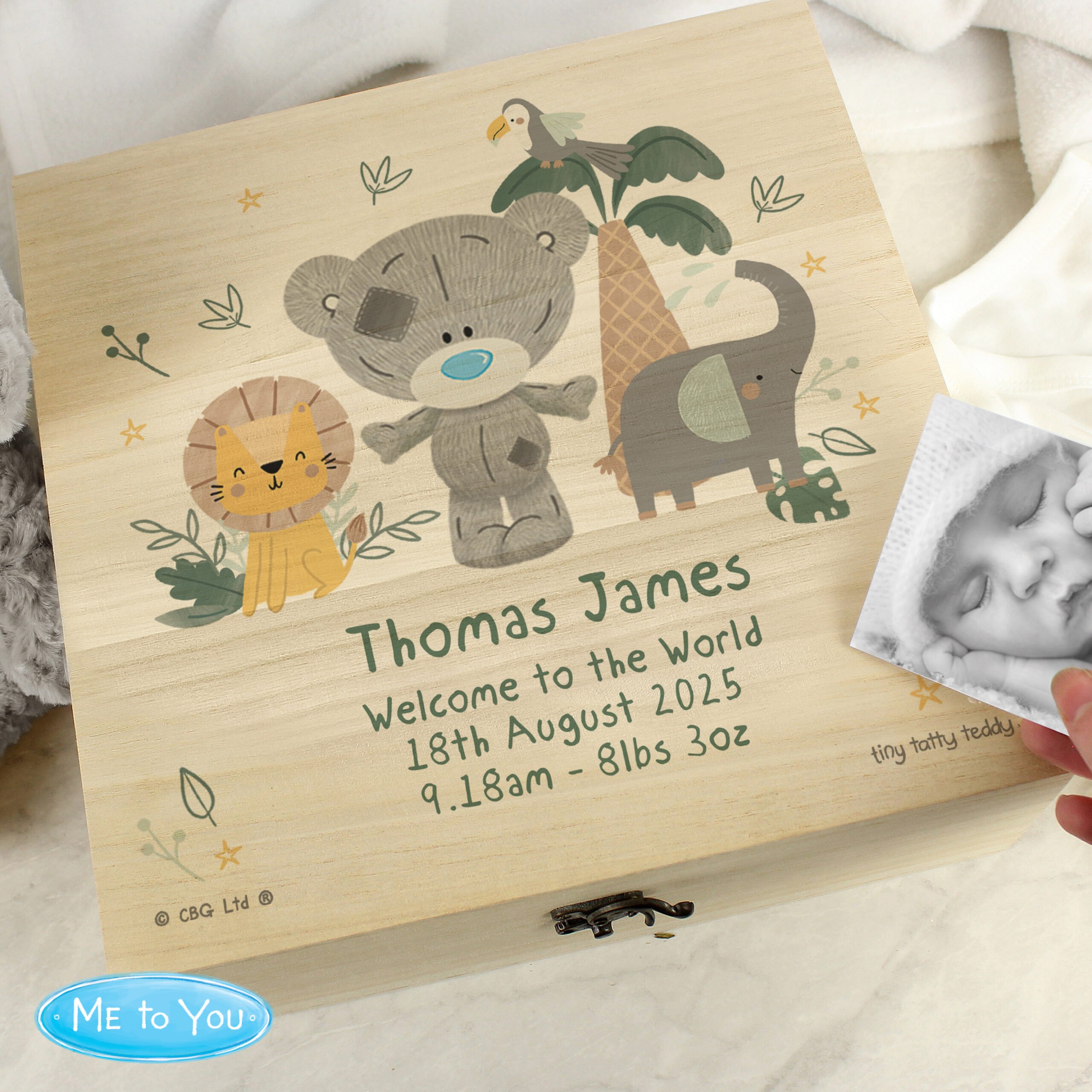 Personalised Tiny Tatty Teddy Jungle Animals Keepsake Box 1 Personalised Tiny Tatty Teddy Jungle Animals Keepsake Box