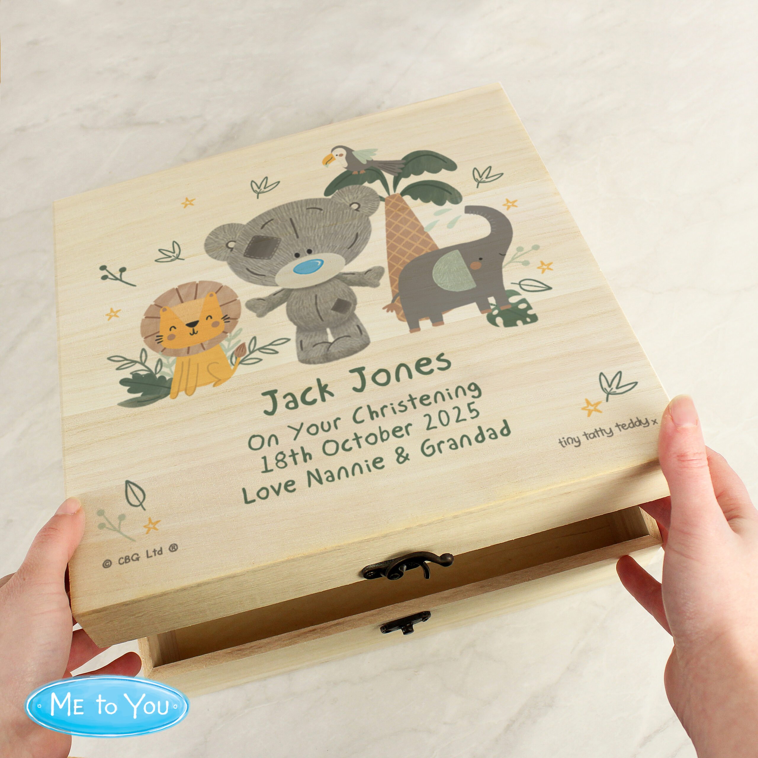 Personalised Tiny Tatty Teddy Jungle Animals Keepsake Box 3 Personalised Tiny Tatty Teddy Jungle Animals Keepsake Box