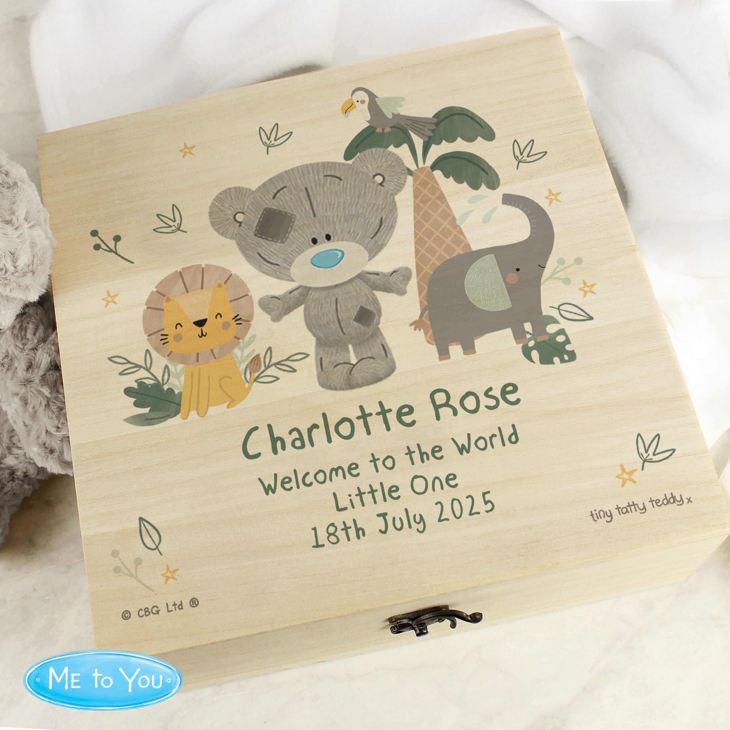 Personalised Tiny Tatty Teddy Jungle Animals Keepsake Box 4 Personalised Tiny Tatty Teddy Jungle Animals Keepsake Box
