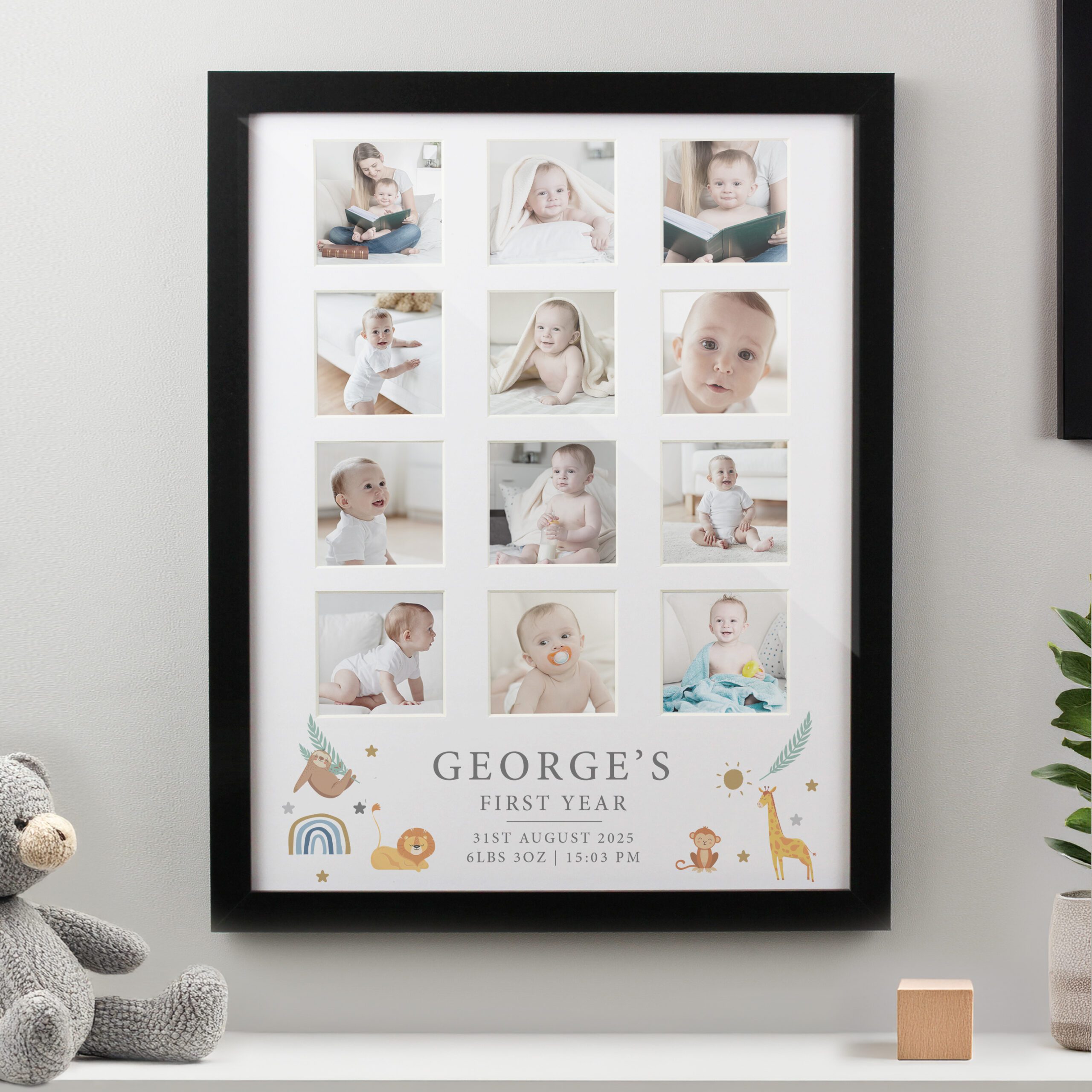 Personalised Animals Black Multi Photo Frame 1 Personalised Animals Black Multi Photo Frame