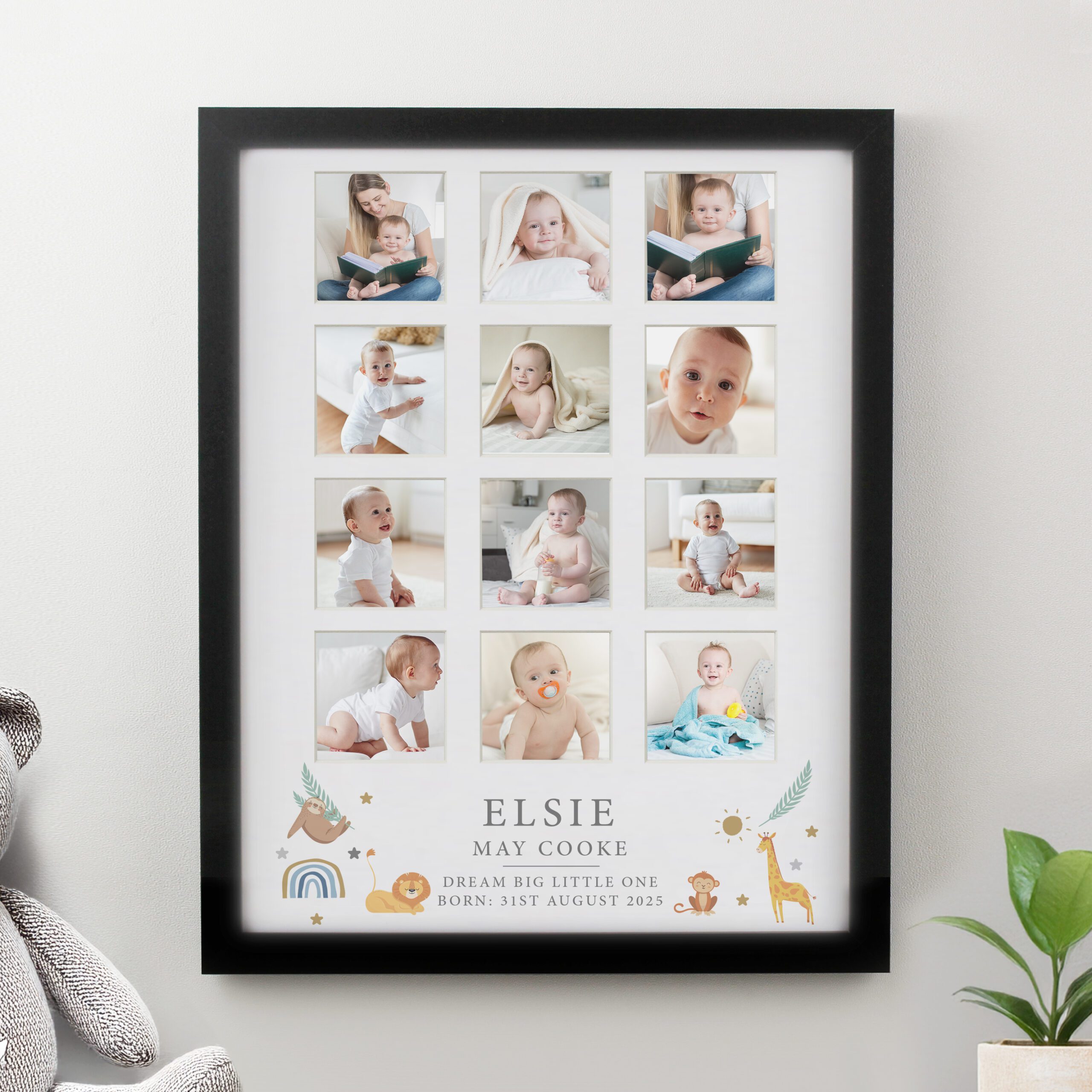 Personalised Animals Black Multi Photo Frame 3 Personalised Animals Black Multi Photo Frame