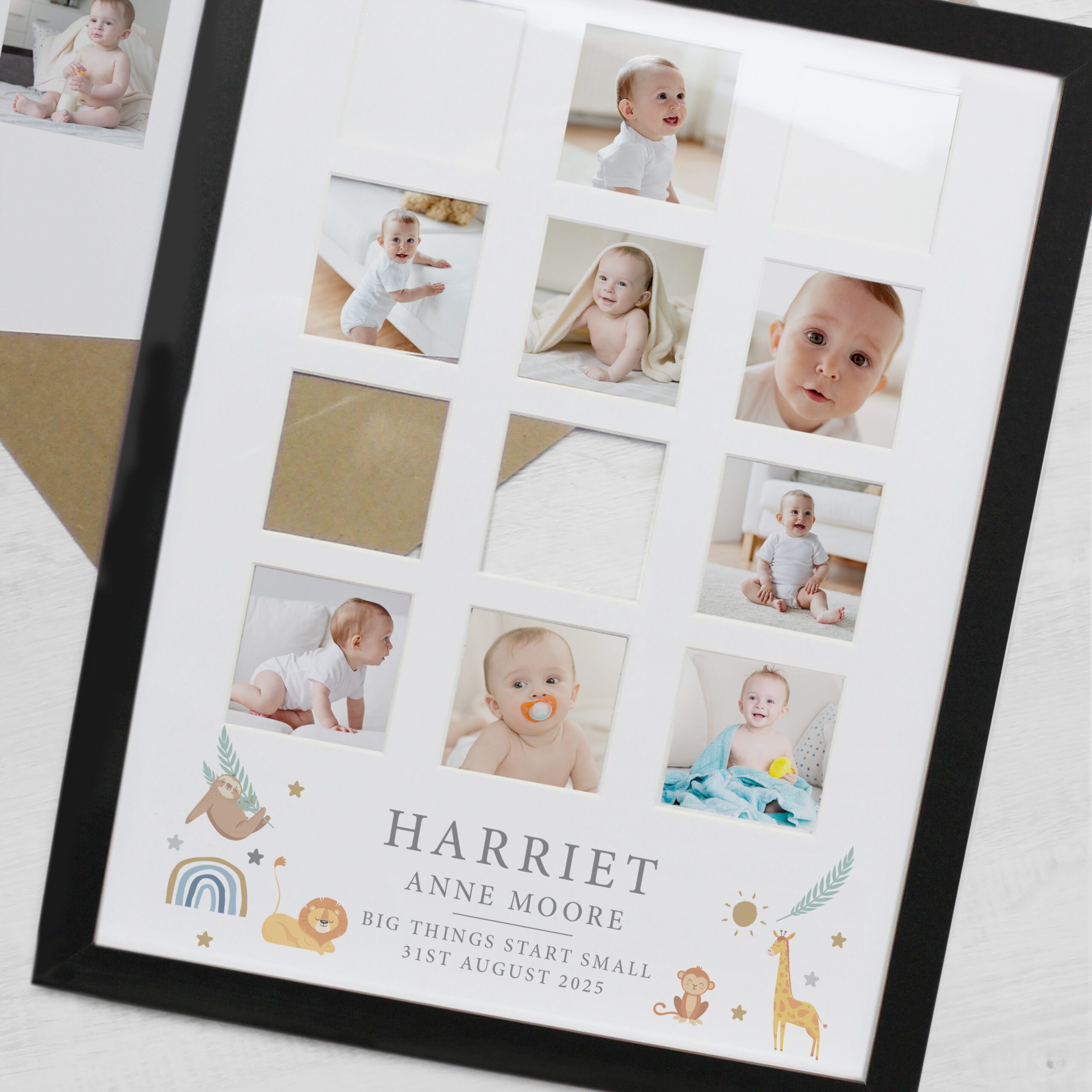 Personalised Animals Black Multi Photo Frame 4 Personalised Animals Black Multi Photo Frame