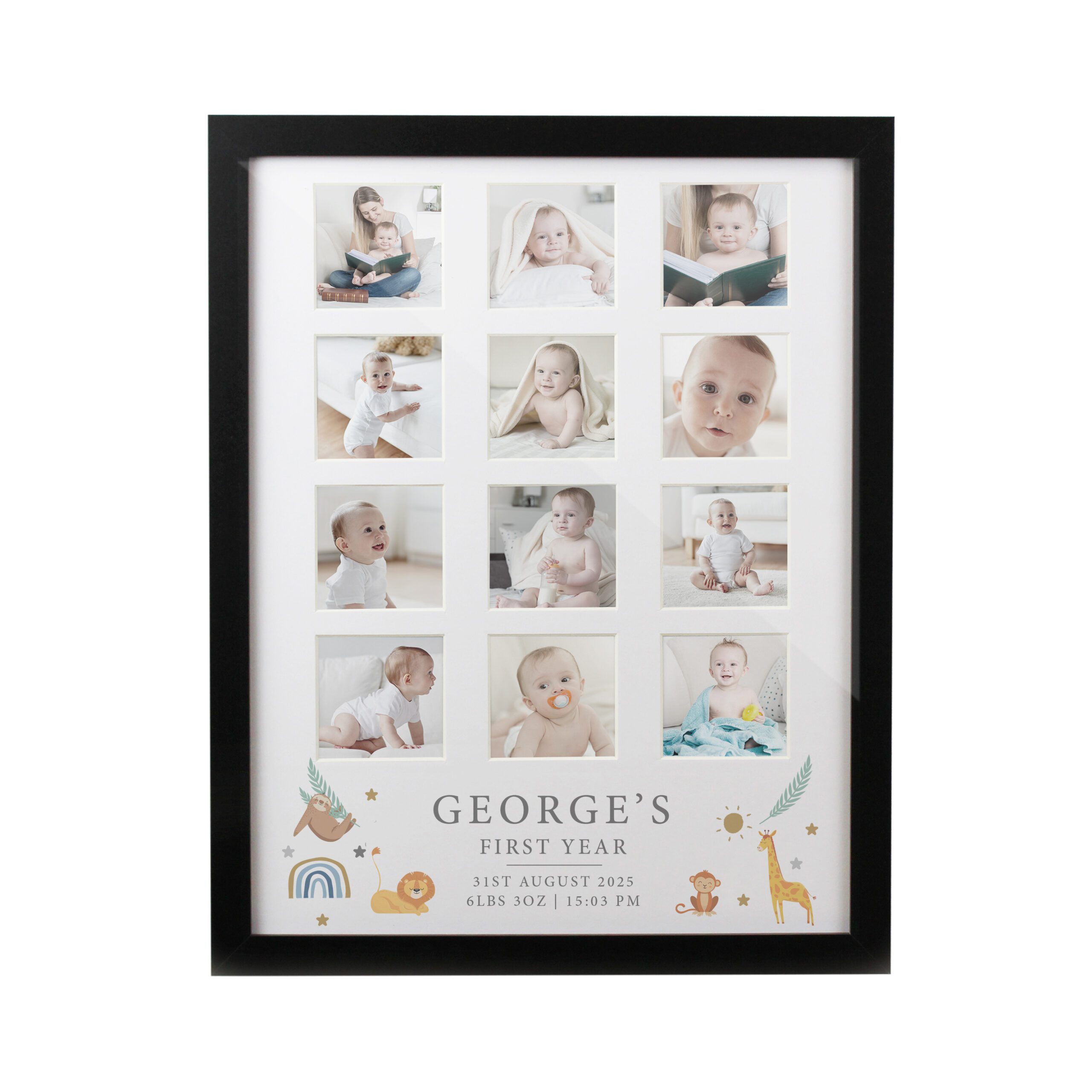 Personalised Animals Black Multi Photo Frame 5 Personalised Animals Black Multi Photo Frame