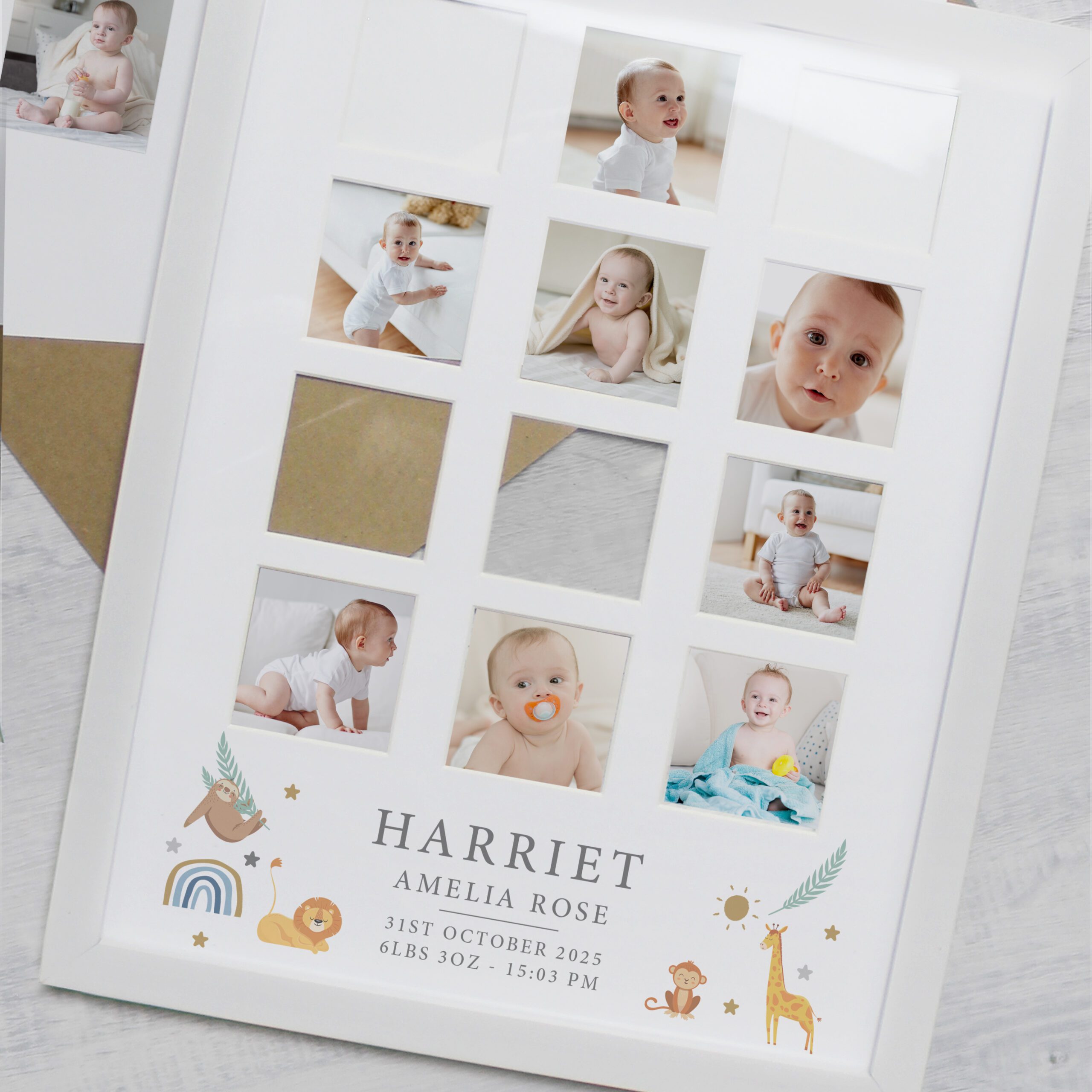 Personalised Animals White Multi Photo Frame 4 Personalised Animals White Multi Photo Frame