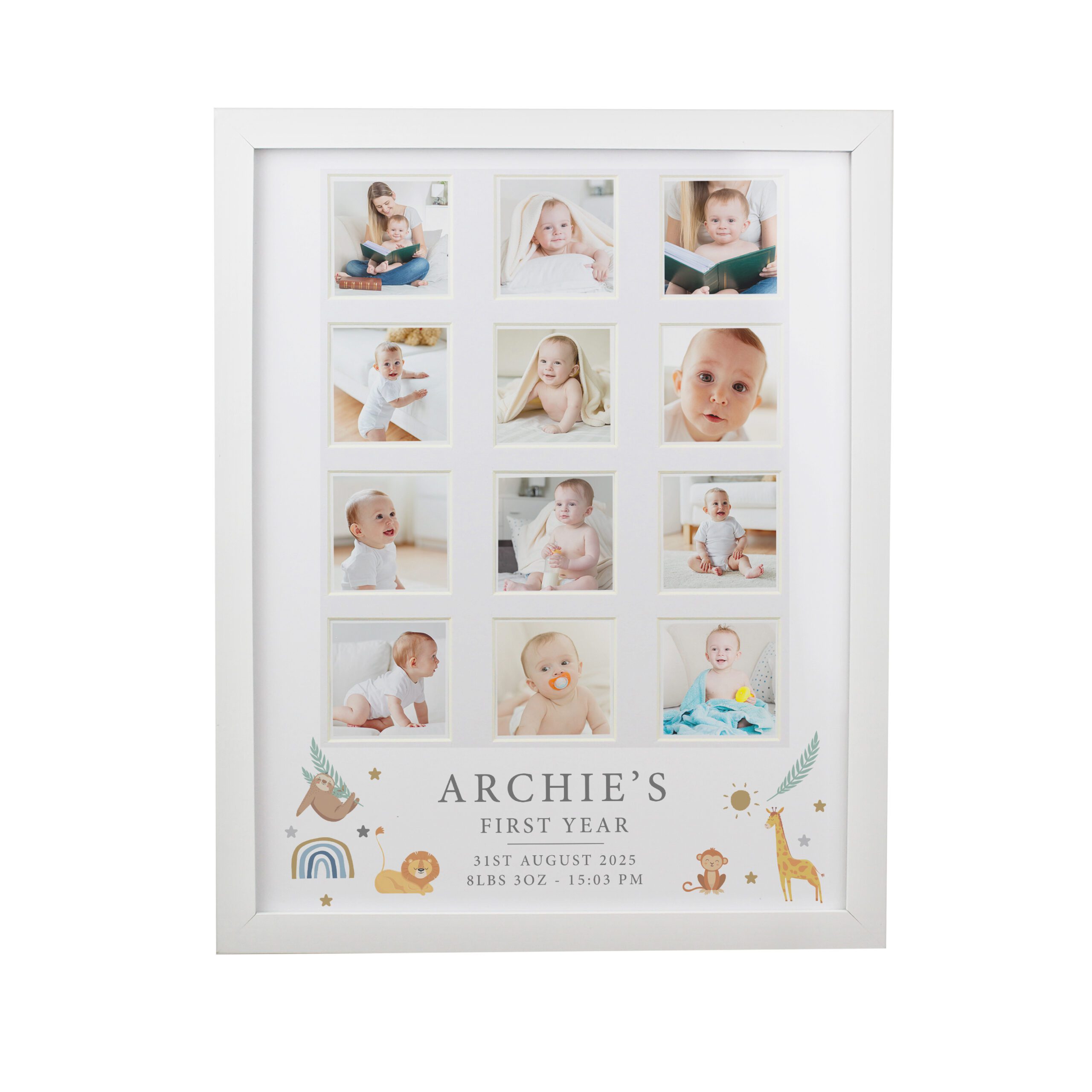 Personalised Animals White Multi Photo Frame 5 Personalised Animals White Multi Photo Frame