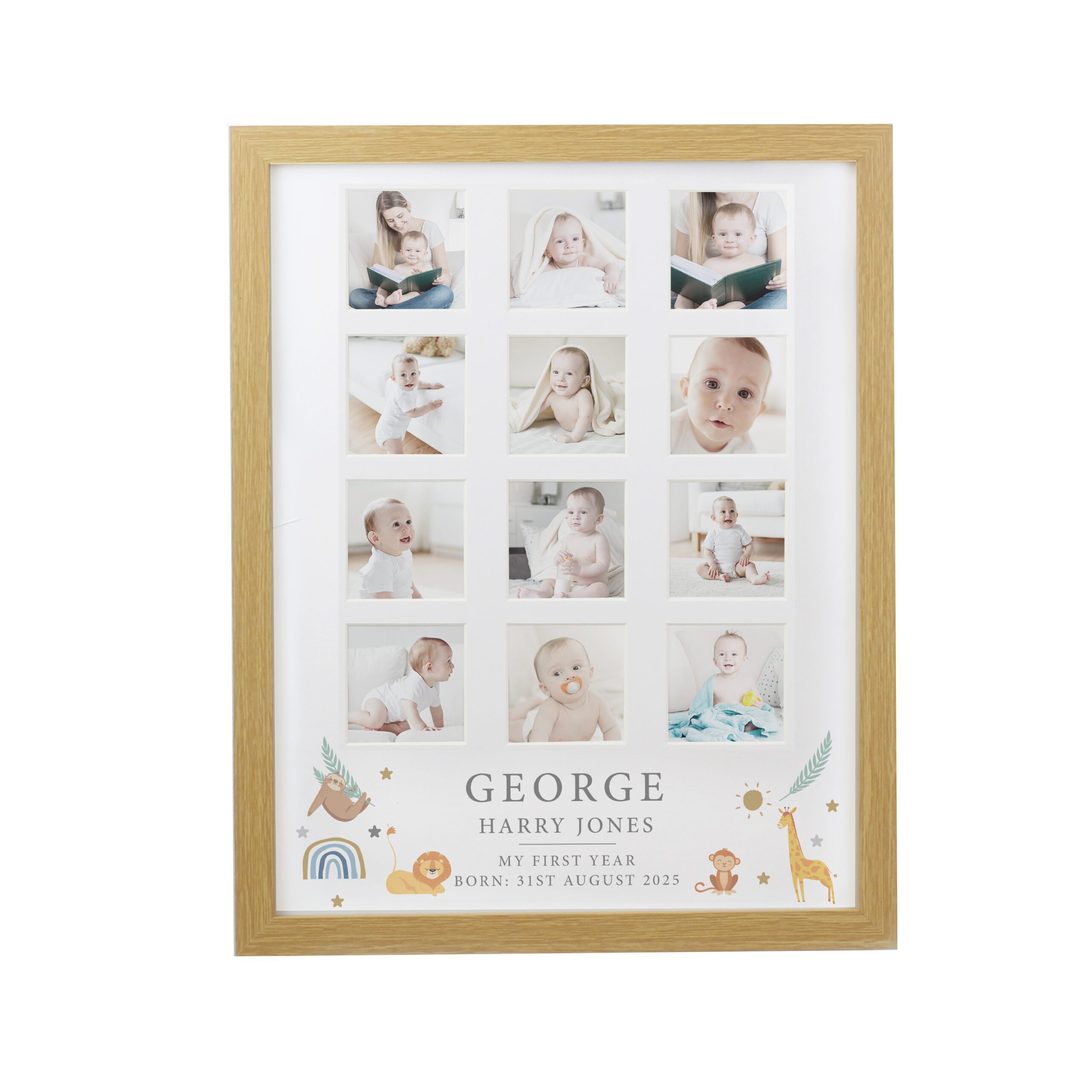Personalised Animals Oak Multi Photo Frame 5 Personalised Animals Oak Multi Photo Frame