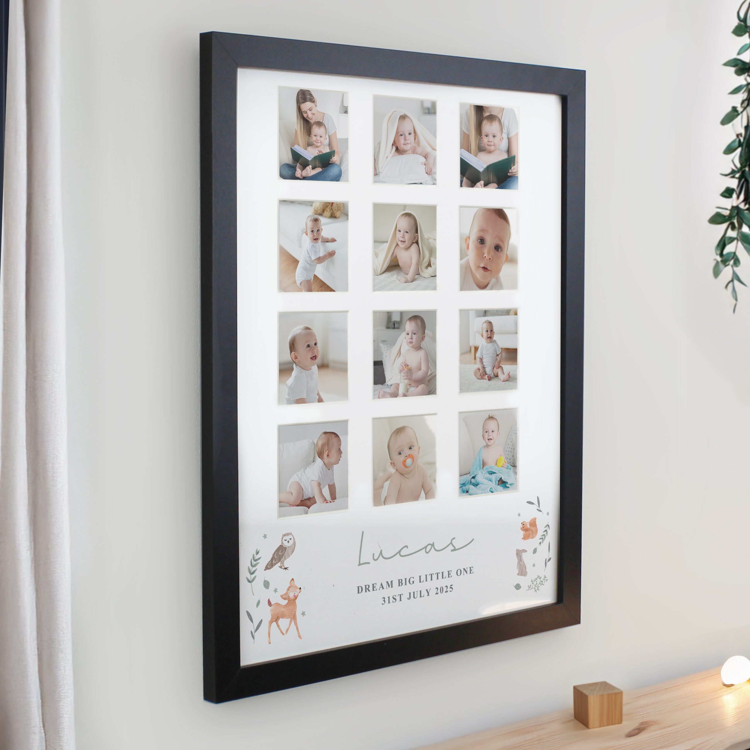 Personalised Woodland Animal Black Multi Photo Frame 2 Personalised Woodland Animal Black Multi Photo Frame