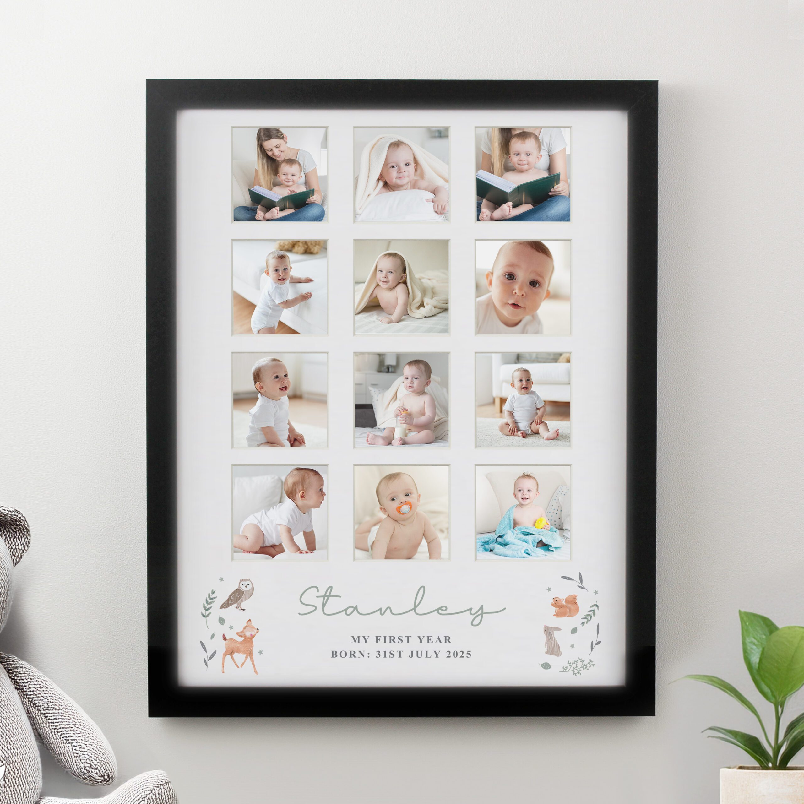 Personalised Woodland Animal Black Multi Photo Frame 3 Personalised Woodland Animal Black Multi Photo Frame