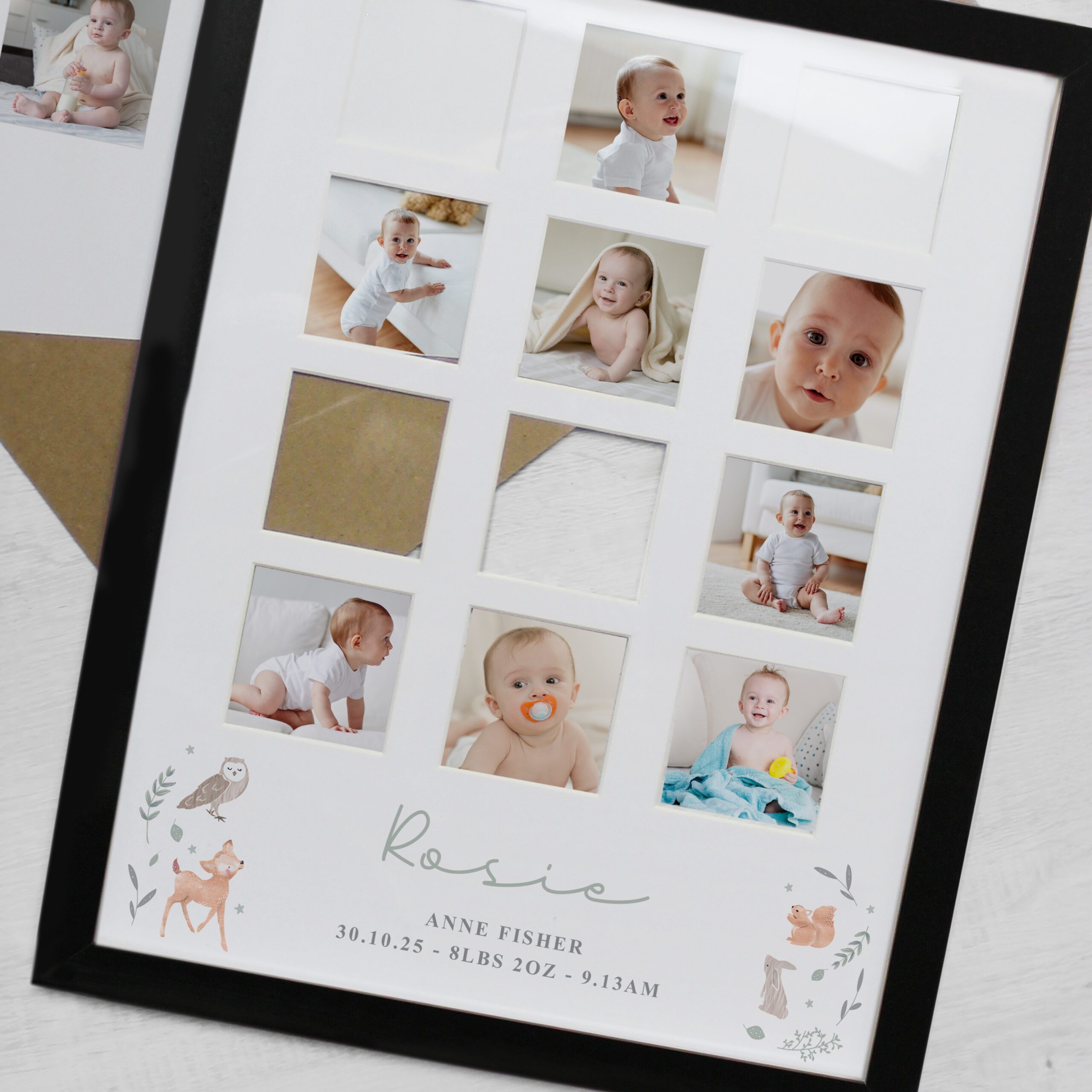 Personalised Woodland Animal Black Multi Photo Frame 4 Personalised Woodland Animal Black Multi Photo Frame
