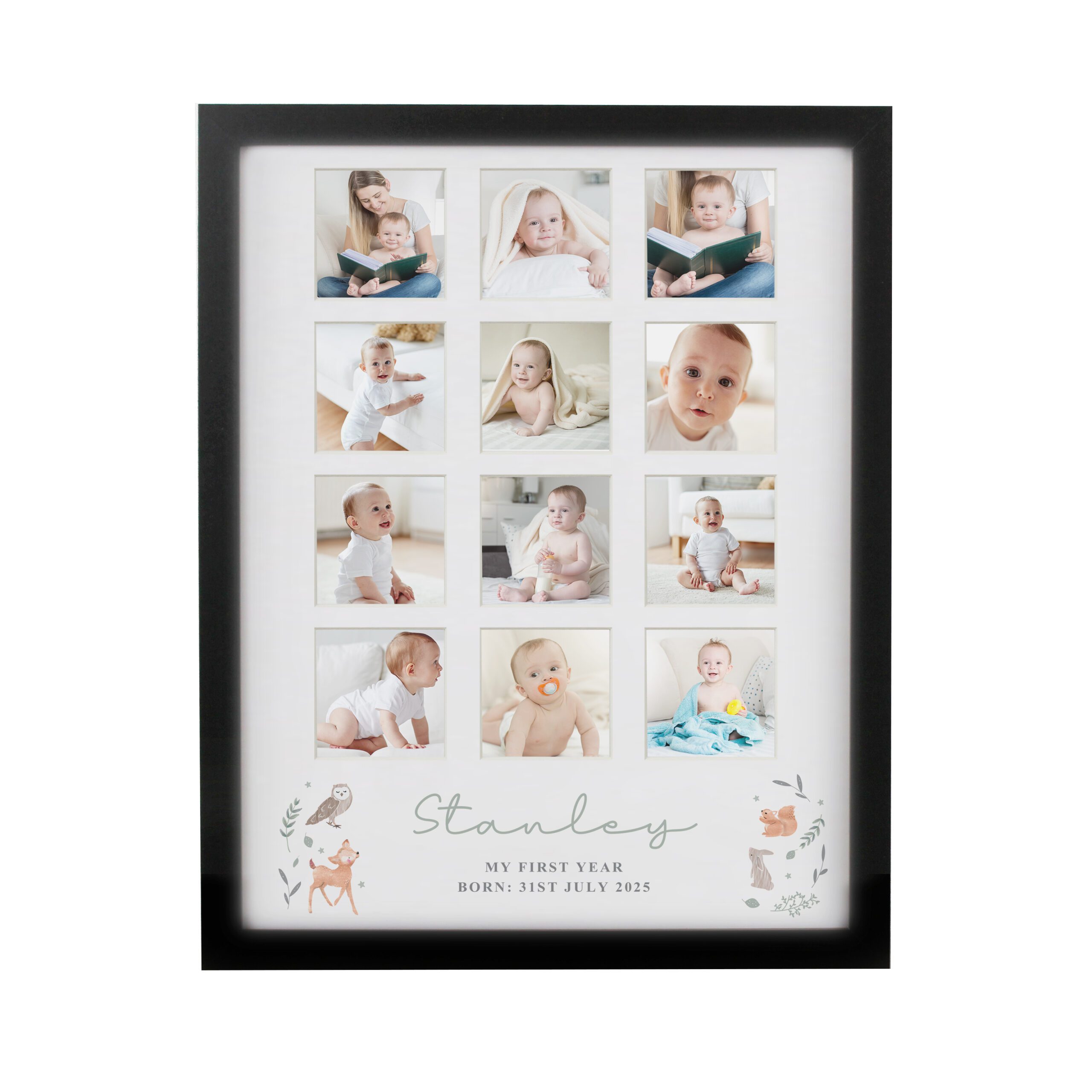 Personalised Woodland Animal Black Multi Photo Frame 5 Personalised Woodland Animal Black Multi Photo Frame
