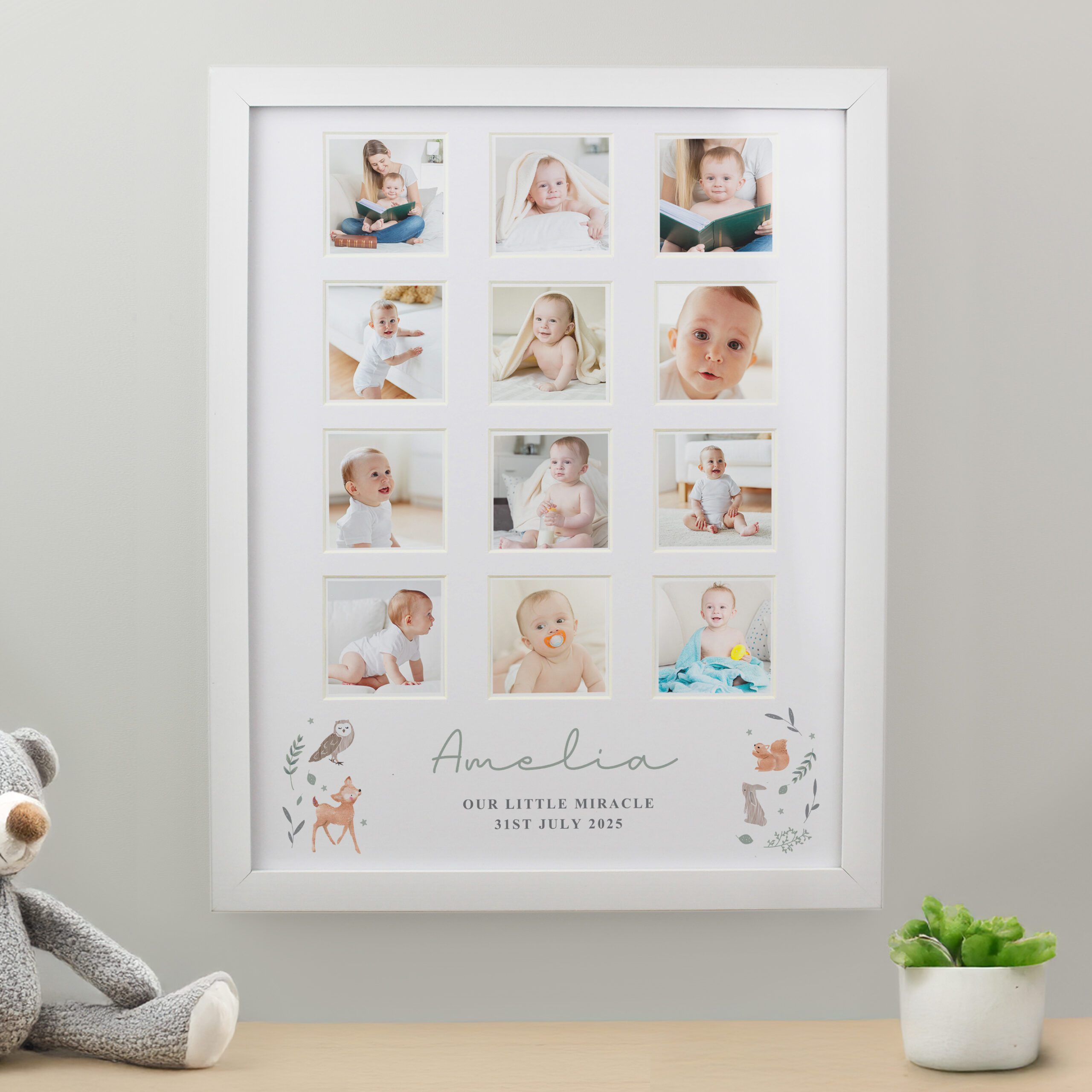 Personalised Woodland Animal White Multi Photo Frame 1 Personalised Woodland Animal White Multi Photo Frame