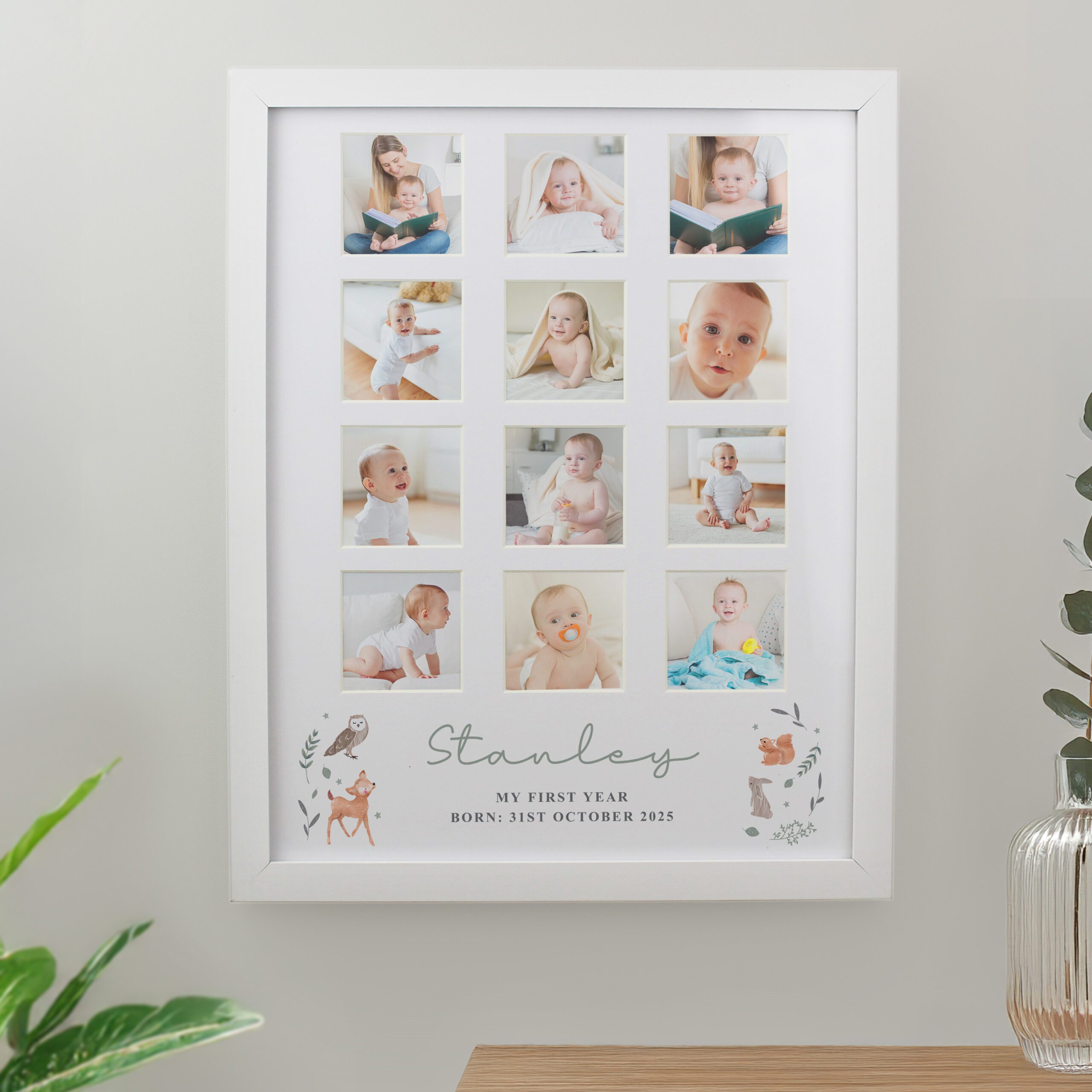 Personalised Woodland Animal White Multi Photo Frame 3 Personalised Woodland Animal White Multi Photo Frame