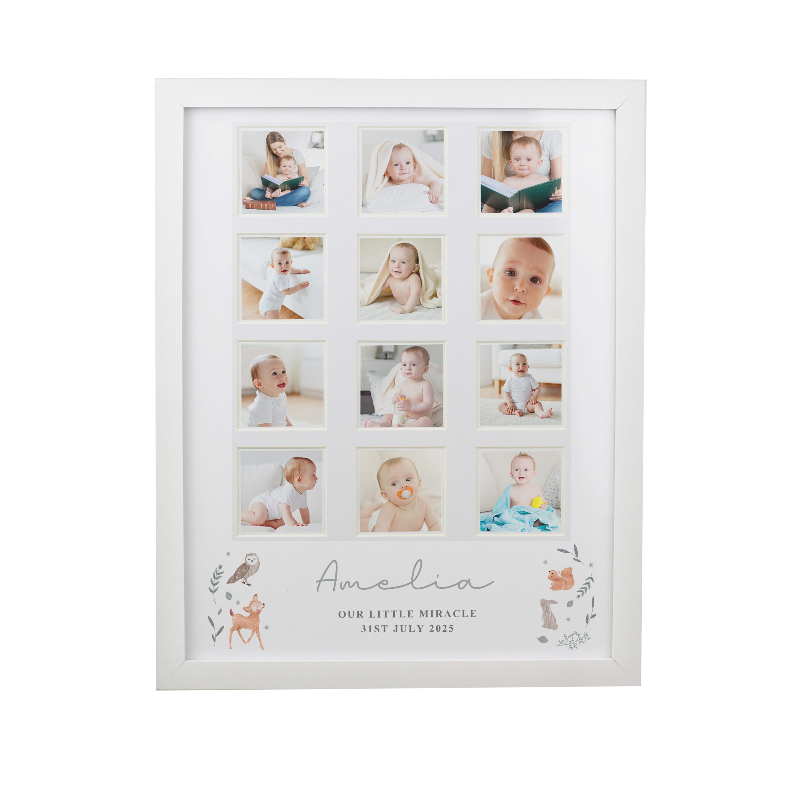 Personalised Woodland Animal White Multi Photo Frame 5 Personalised Woodland Animal White Multi Photo Frame