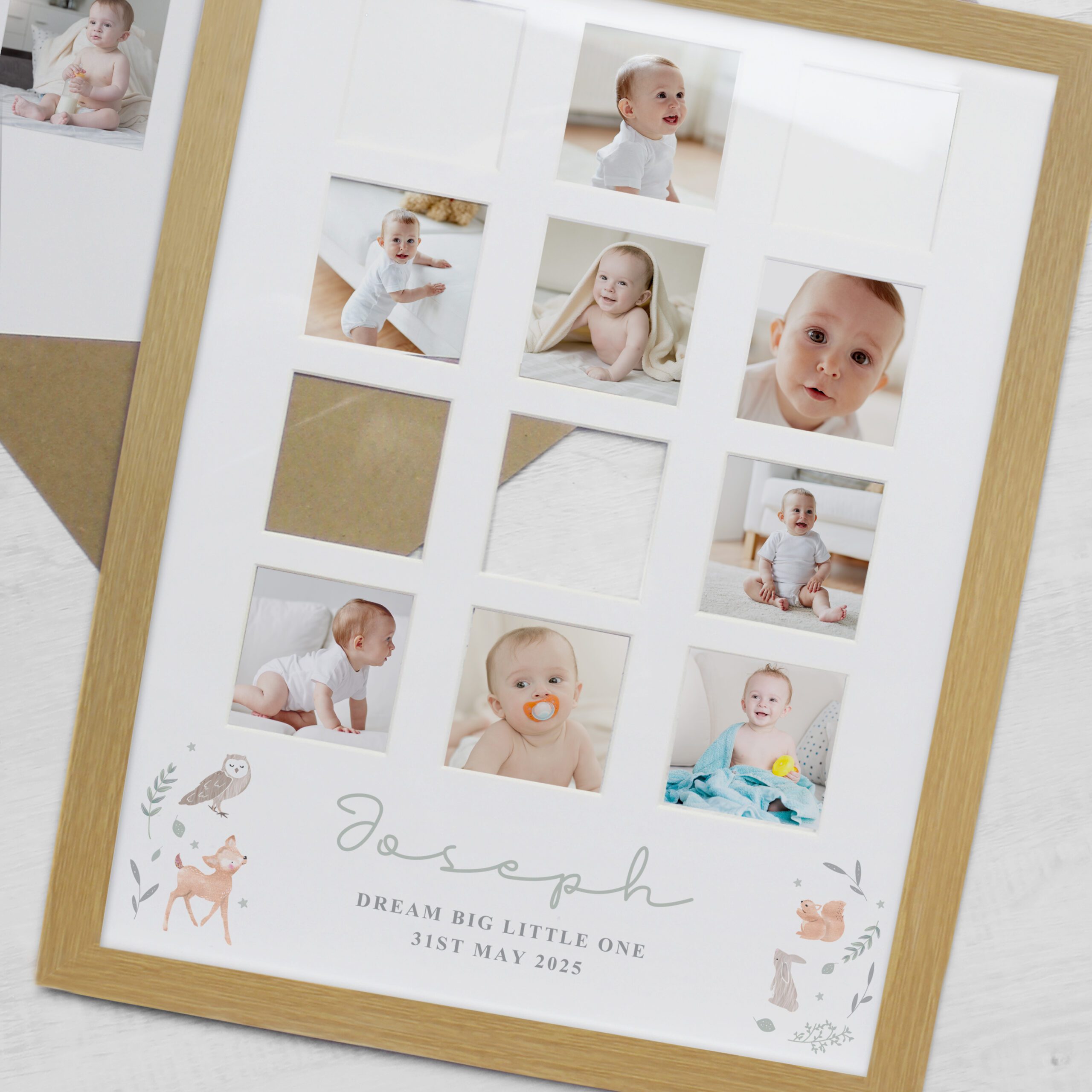 Personalised Woodland Animal Oak Multi Photo Frame 4 Personalised Woodland Animal Oak Multi Photo Frame