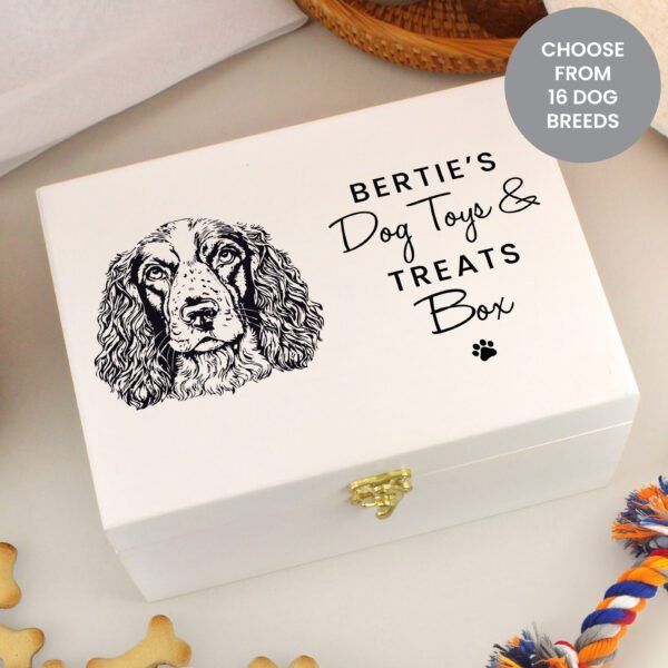 Personalised Dog Breed White Wooden Storage Box 24 Personalised Dog Breed Wooden Storage Box