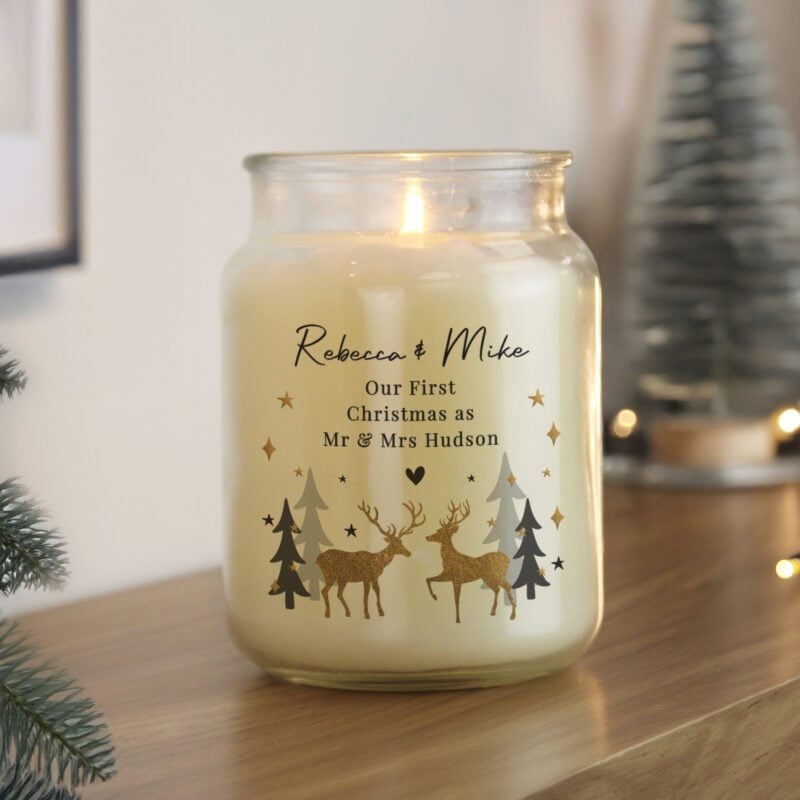 Personalised Christmas Reindeer Large Candle Jar 22 P0512AI04