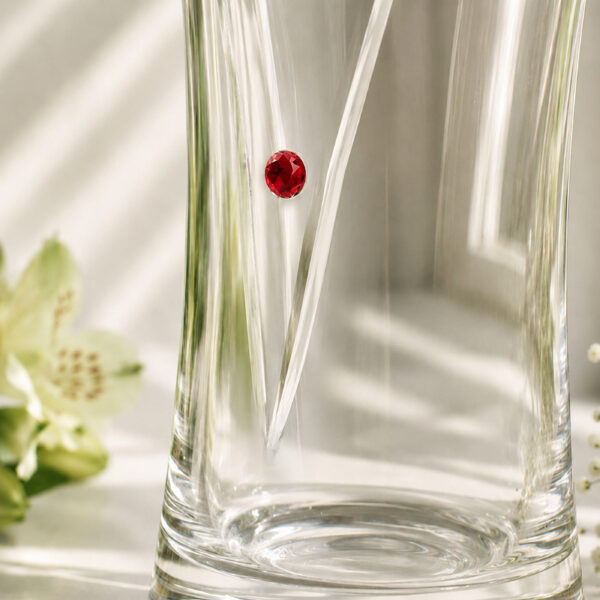 Personalised Ruby Anniversary Large Hand Cut Diamante Heart Vase