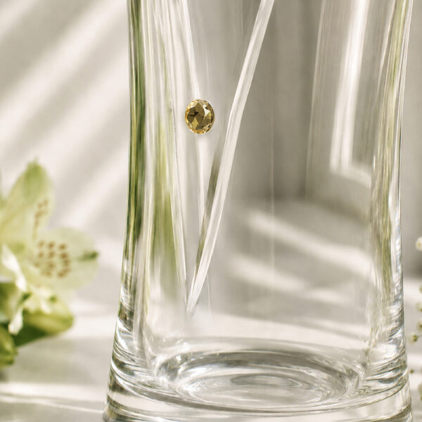 Personalised Gold Anniversary Large Hand Cut Diamante Heart Vase
