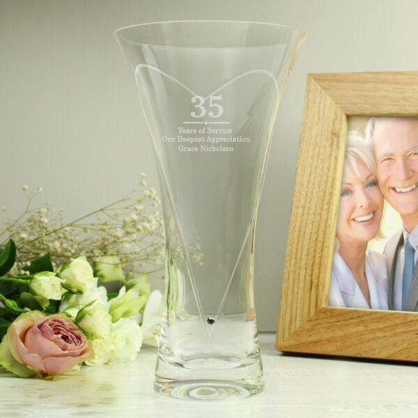 Personalised Special Year Diamond Effect Heart Vase