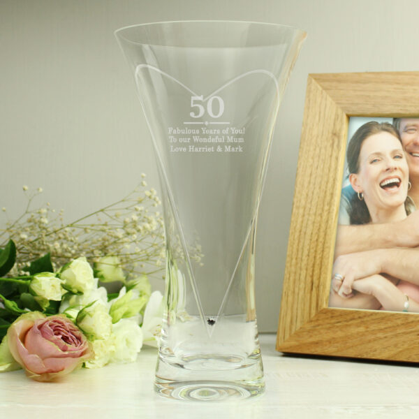 Personalised Special Year Diamond Effect Heart Vase
