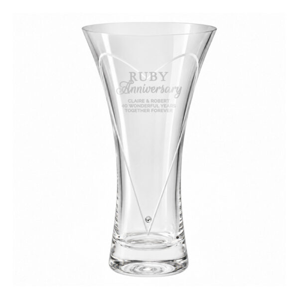 Personalised Ruby Anniversary Large Hand Cut Heart Vase