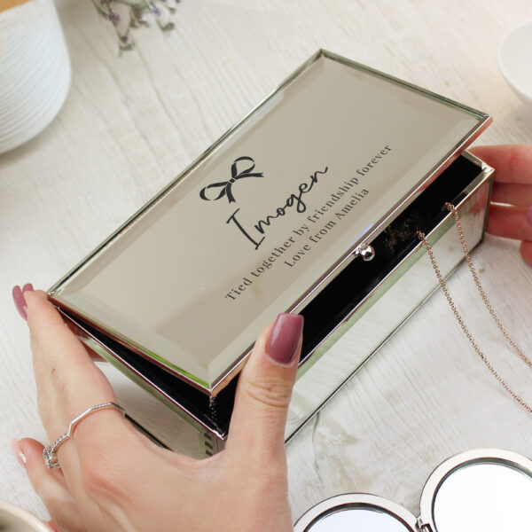 Personalised Bow Mirrored Jewellery Box