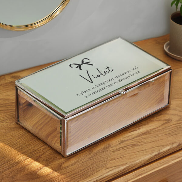 Personalised Bow Mirrored Jewellery Box
